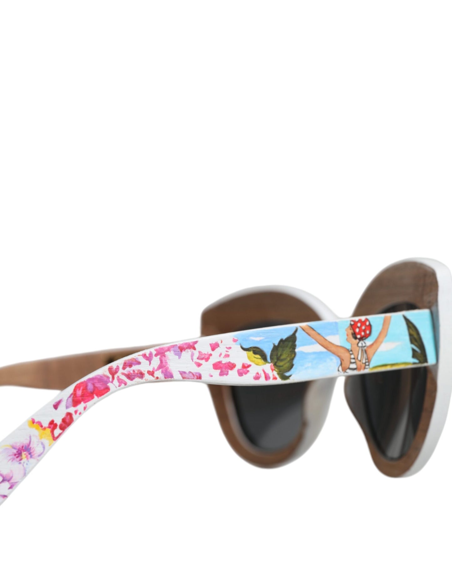 Dolce & Gabbana Multicolor Holz Kristall Messing Rahmen Floral Hand Paint Sonnenbrille