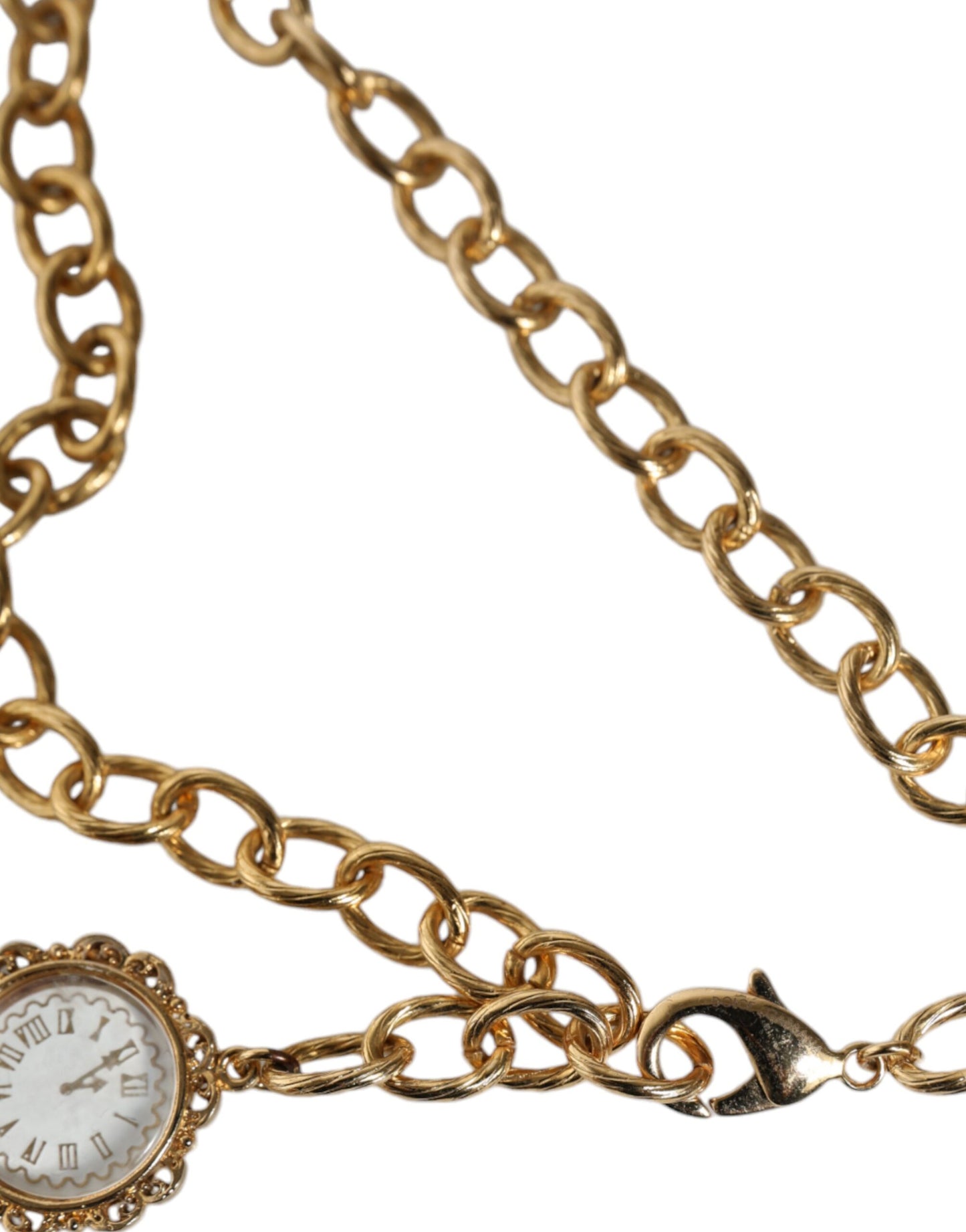 Dolce & Gabbana Gold Kette Messing Kristall Uhr Statement Halskette