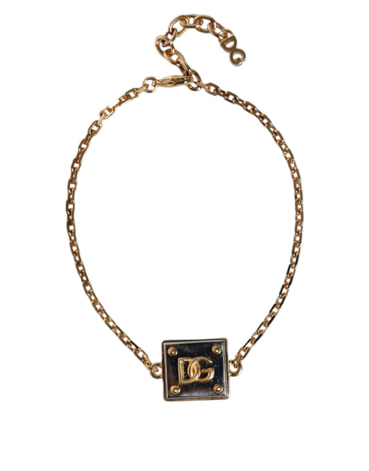 Dolce & Gabbana Gold-Messing-Kette Logo Sizilien-Anhänger Armband