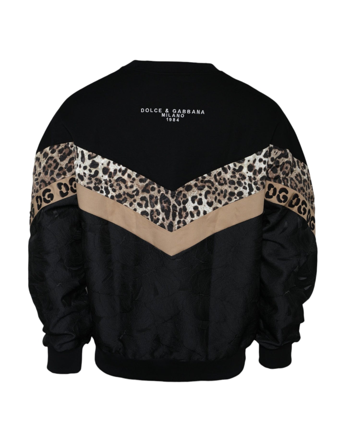 Dolce & Gabbana Schwarzes Leoparden Sweatshirt mit Rundhalsausschnitt Pullover