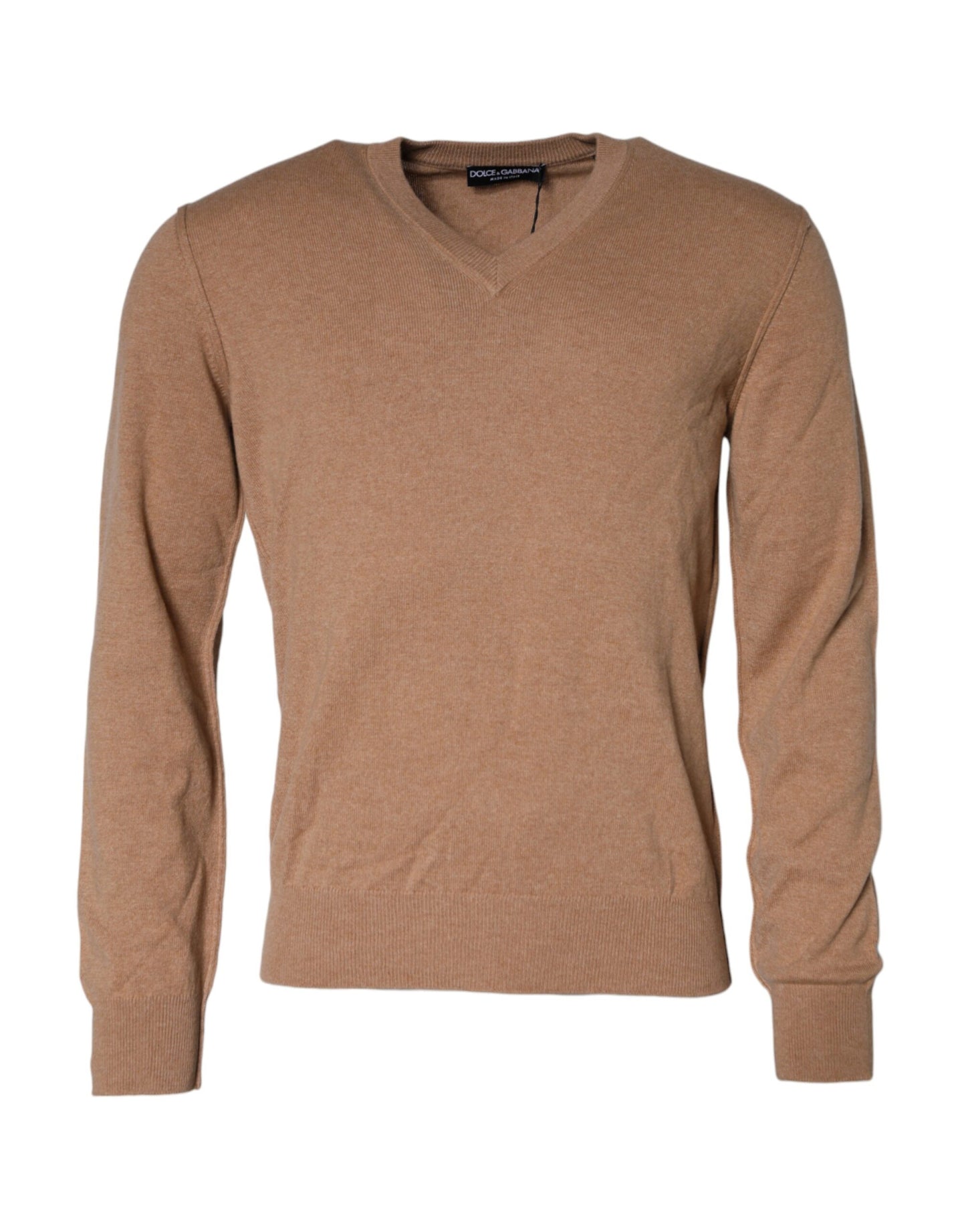 Dolce & Gabbana Brauner Kaschmir-Strickpullover mit V-Ausschnitt