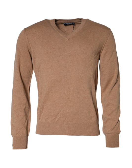 Dolce &amp; Gabbana Ruskea Cashmere Knit V-kaula-neulepusero