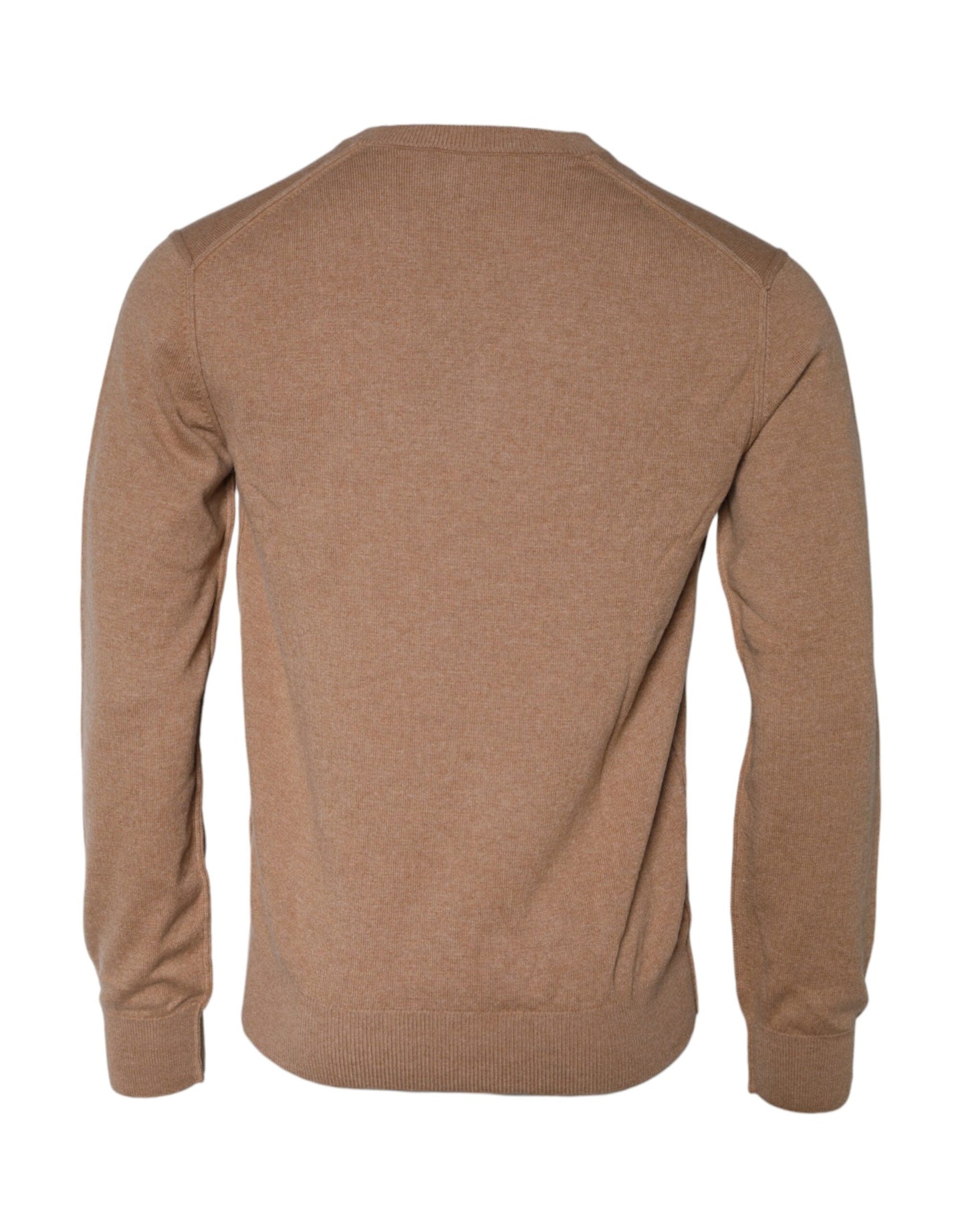 Dolce &amp; Gabbana Brown Cashmere Knit V-neck Pullover Sweater