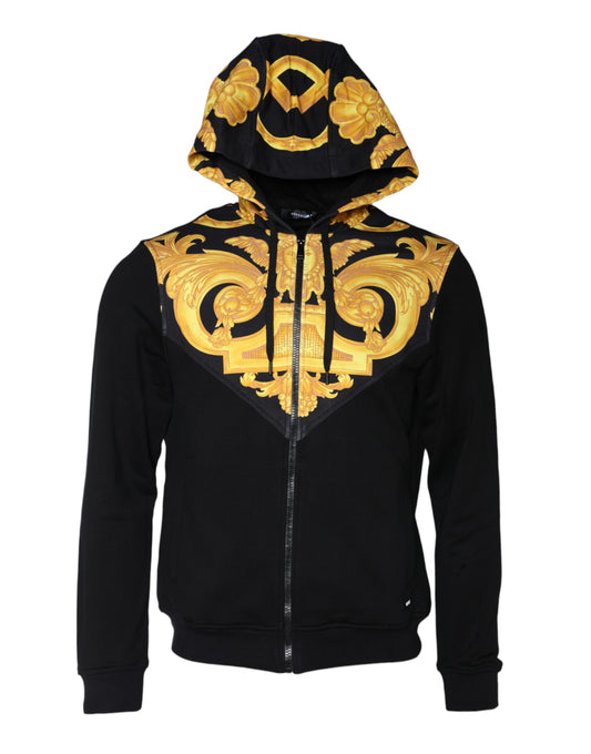 Versace Schwarzer Medusa Druck Baumwolle Full Zip HoodieSweatshirt Sweater