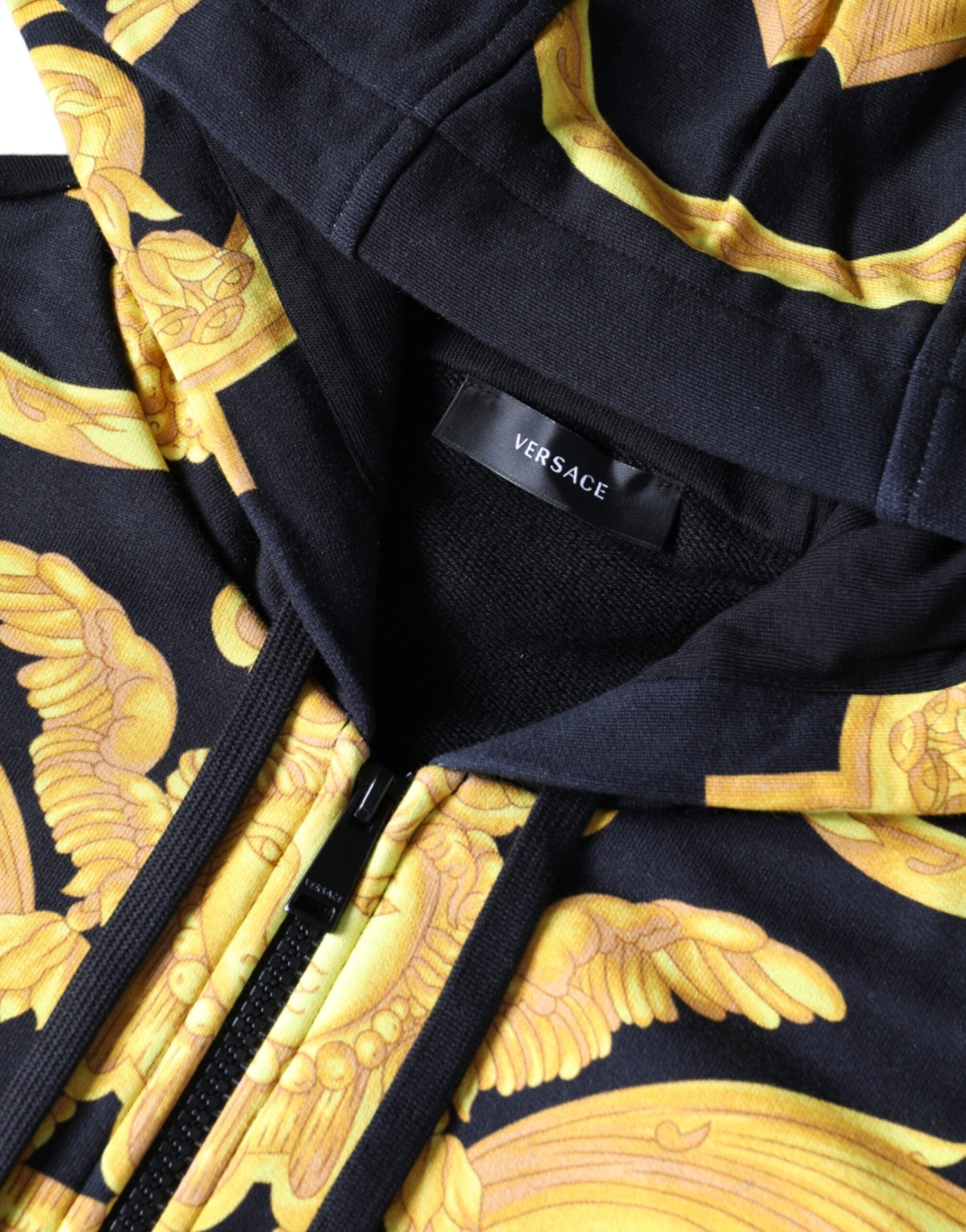 Versace Schwarzer Medusa Druck Baumwolle Full Zip HoodieSweatshirt Sweater