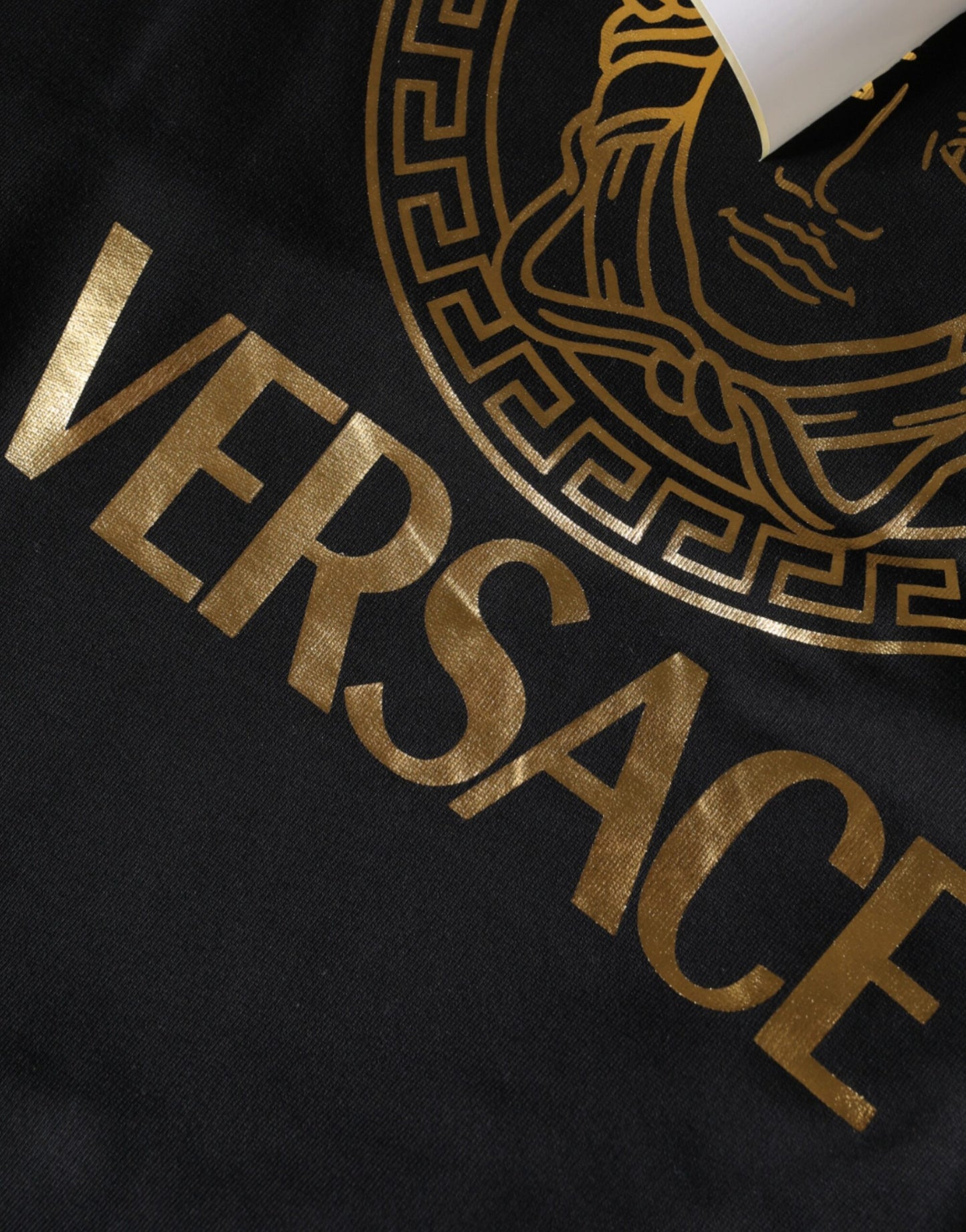 Versace Schwarzer Medusa Druck Baumwolle HoodiePullover Sweatshirt Pullover