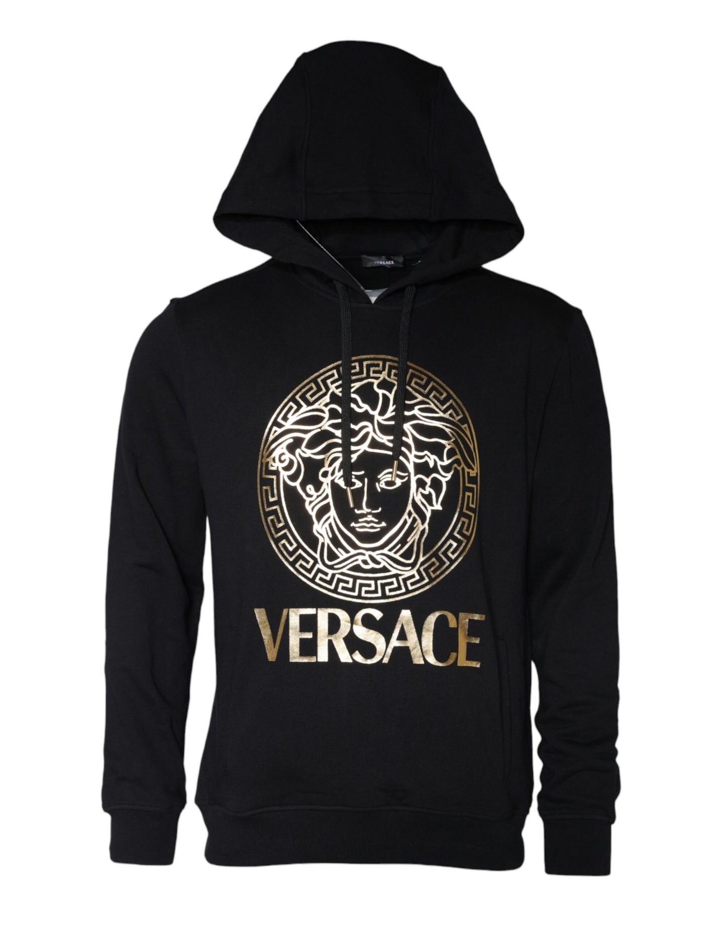 Versace Schwarzer Medusa Druck Baumwolle HoodiePullover Sweatshirt Pullover