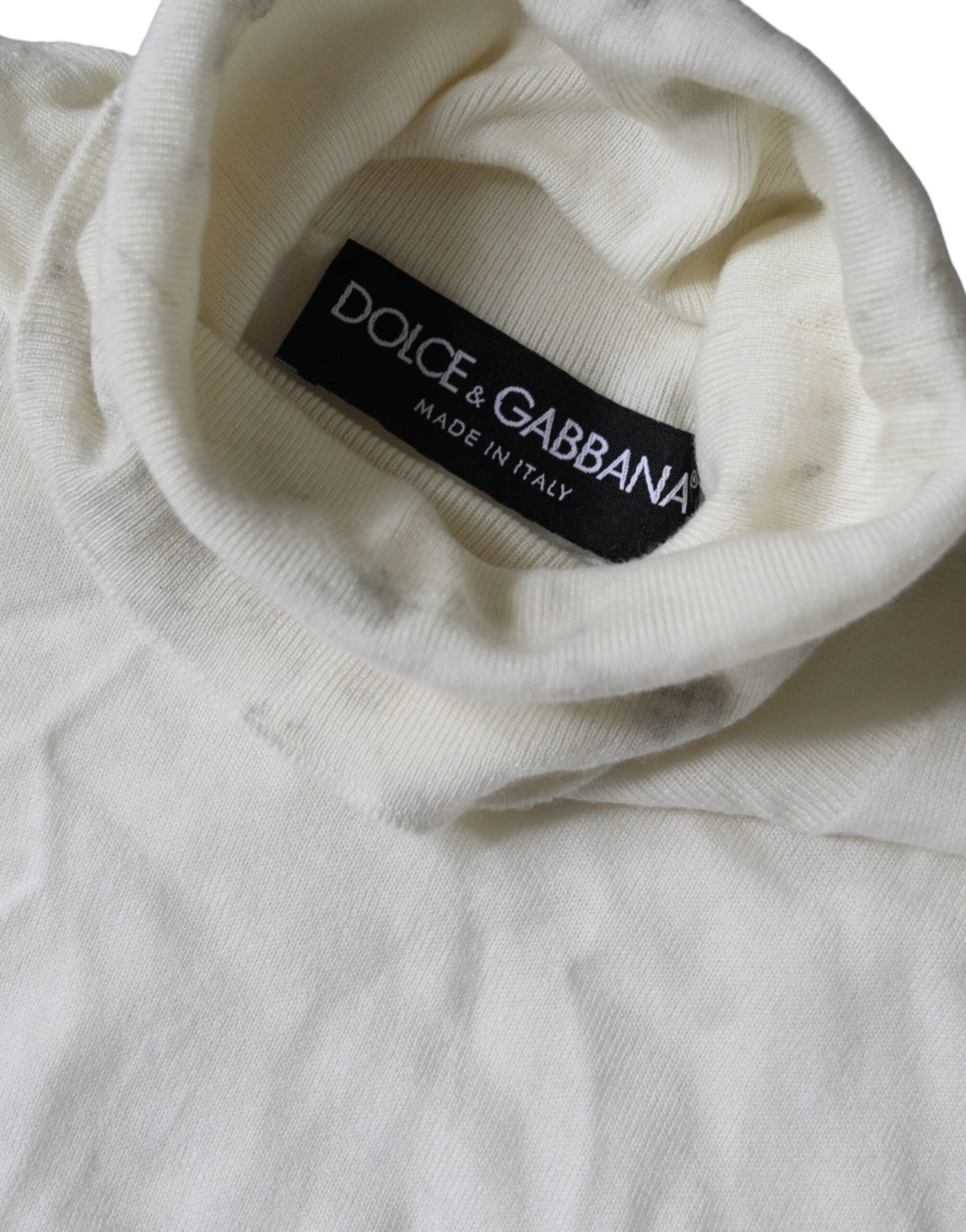 Dolce &amp; Gabbana Off White Wool Turtle Neck -neulepusero