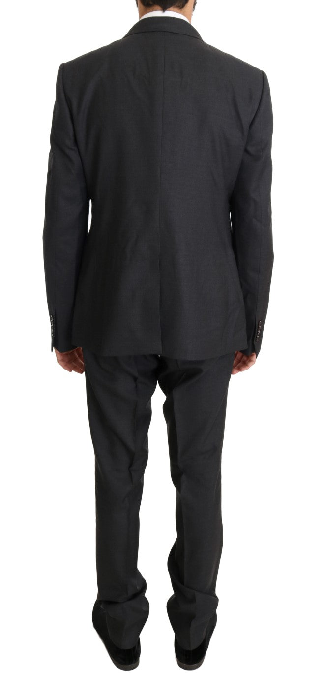 Dolce &amp; Gabbana Elegant gray double-breasted suit in wool and silk