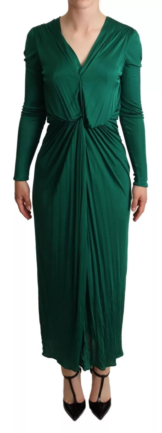 Dolce &amp; Gabbana Dark green long-sleeved viscose midi dress