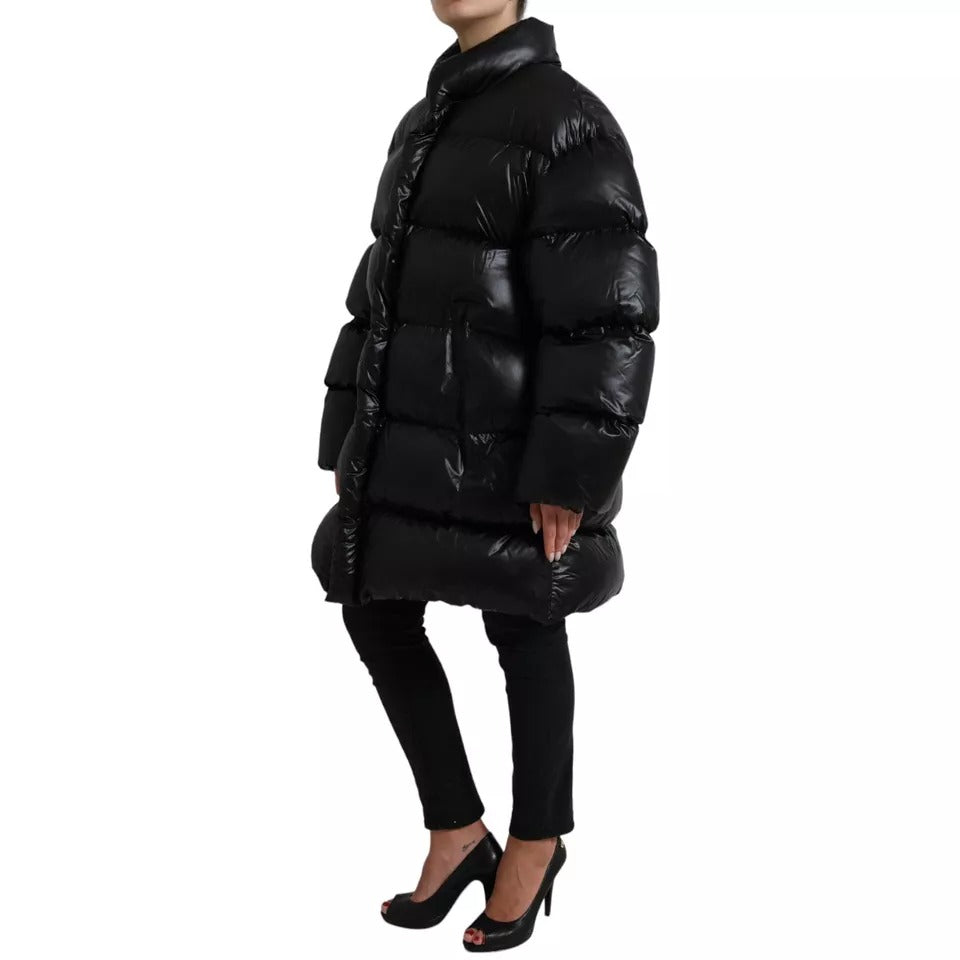 Dolce & Gabbana Black Puffer Quilted Full Zip Coat Jacket