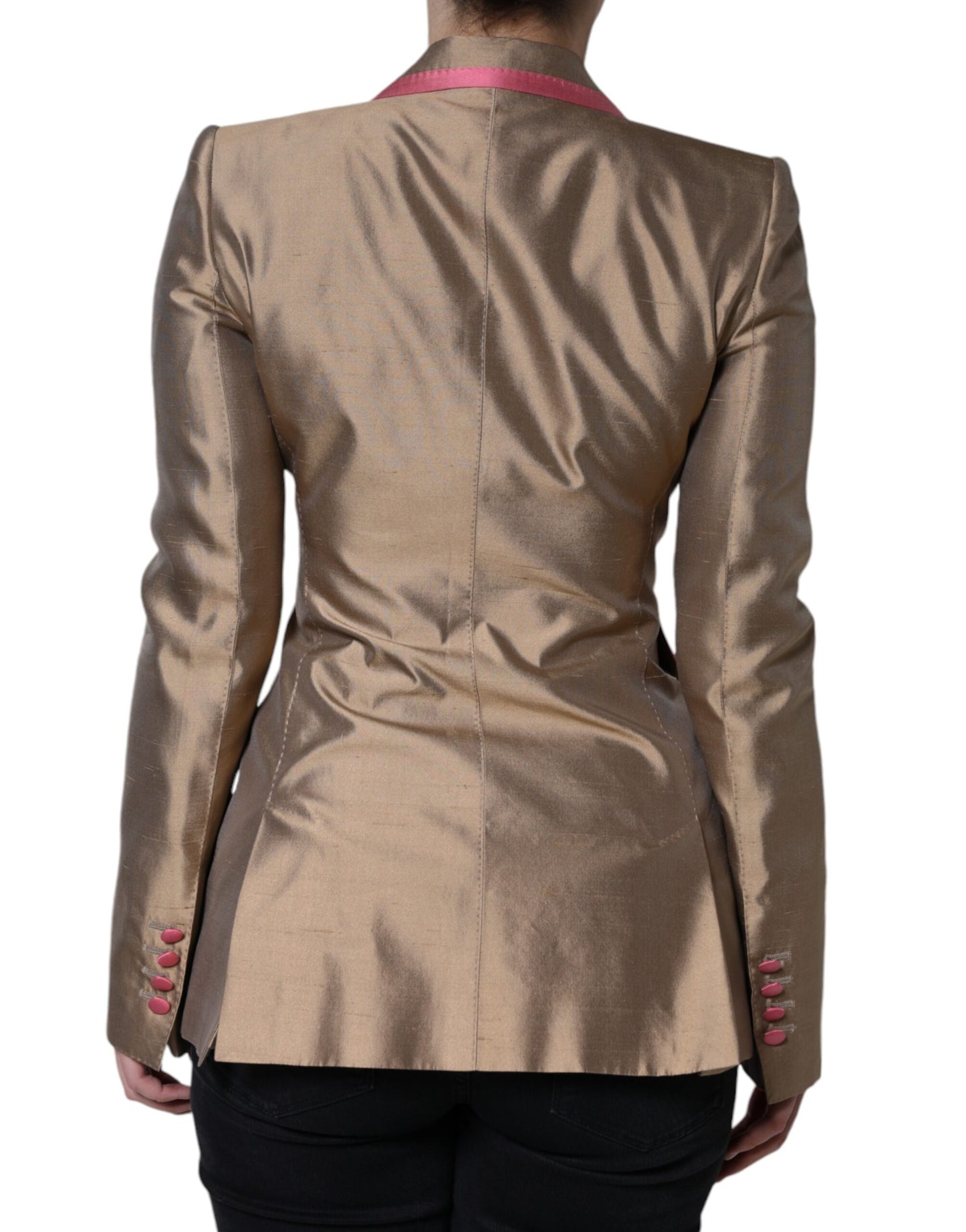 Dolce & Gabbana Metallische braune doppelreihige Blazerjacke