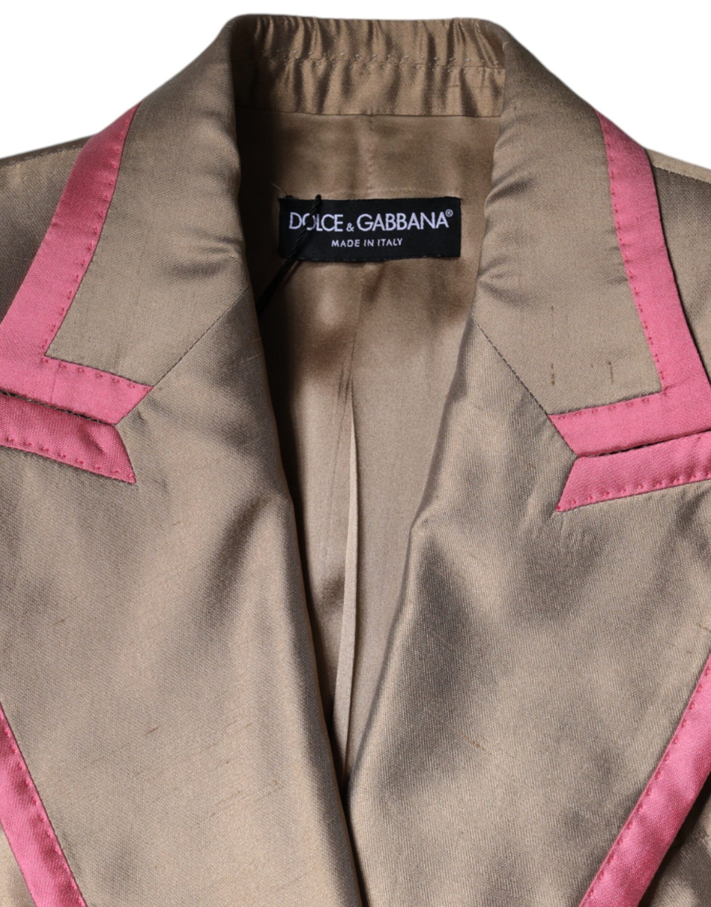 Dolce & Gabbana Metallische braune doppelreihige Blazerjacke