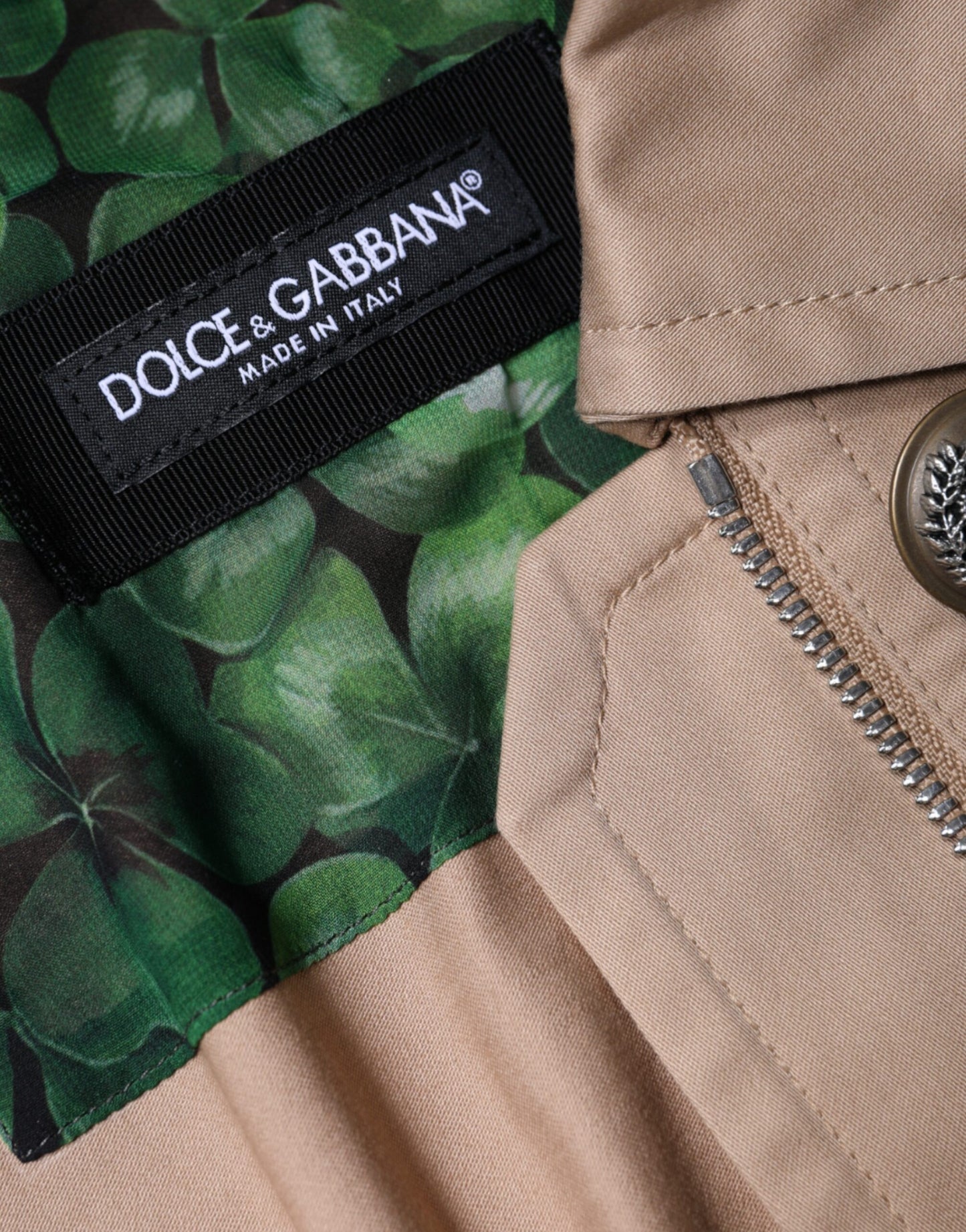 Dolce &amp; Gabbana Beige puuvillainen pitkähihainen kaulustakki