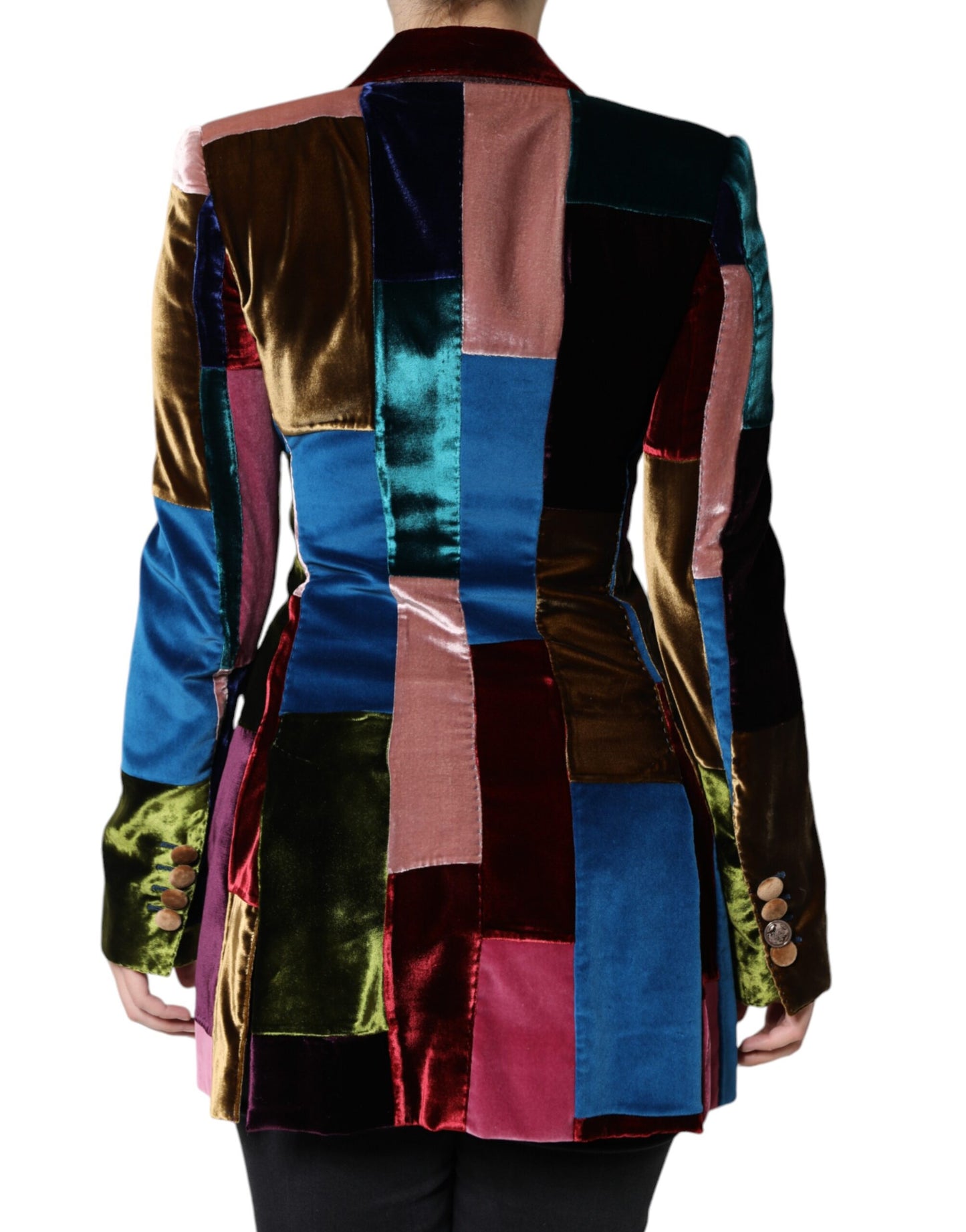 Dolce & Gabbana Multicolor Zweireihige Patchwork-Blazerjacke