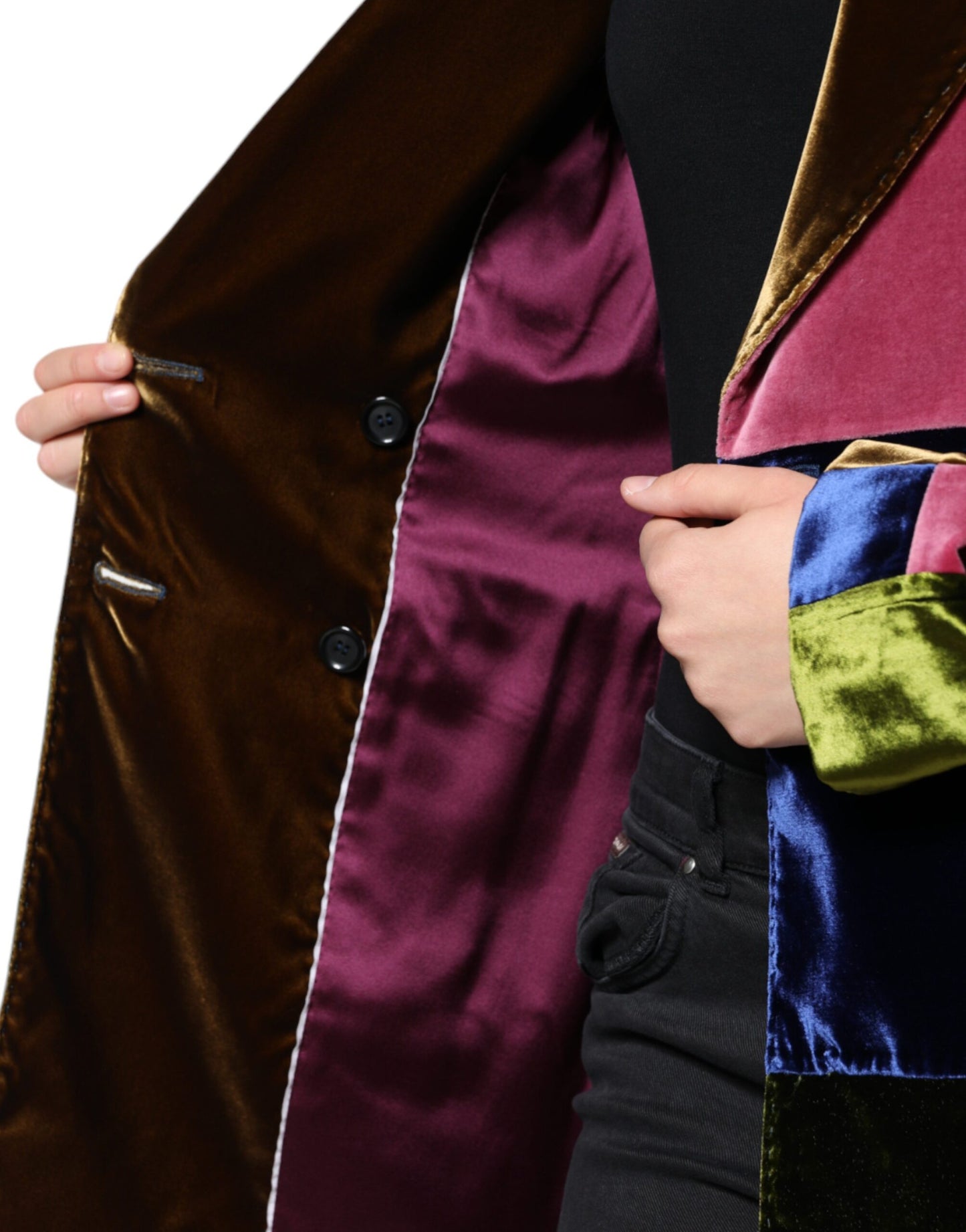 Dolce & Gabbana Multicolor Zweireihige Patchwork-Blazerjacke