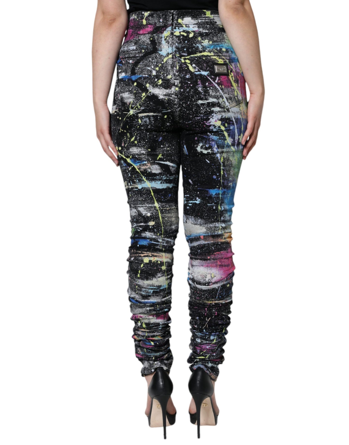 Dolce & Gabbana Multicolor Splatter Paint Baumwolle Skinny Denim Jeans