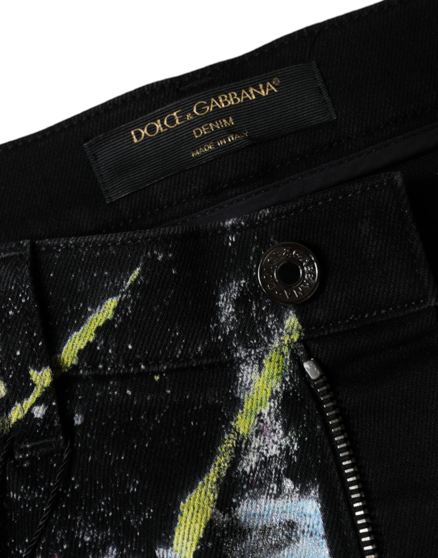 Dolce & Gabbana Multicolor Splatter Paint Baumwolle Skinny Denim Jeans