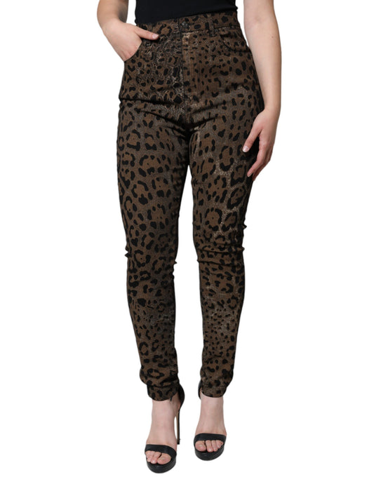 Dolce & Gabbana Braun Leopard Baumwolle Skinny Denim Jeans