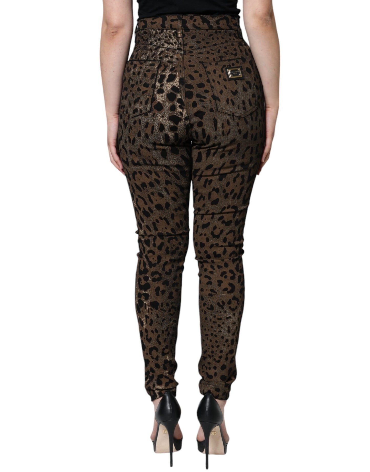 Dolce & Gabbana Braun Leopard Baumwolle Skinny Denim Jeans