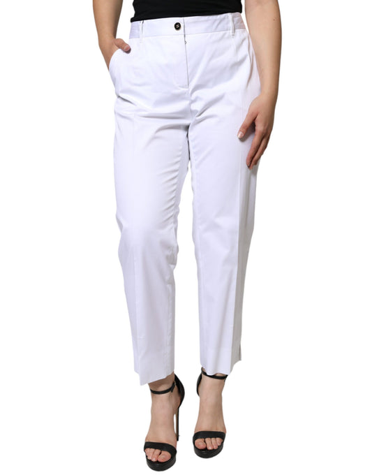 Dolce &amp; Gabbana White Cotton Mid Waist kapeneva farkkufarkut