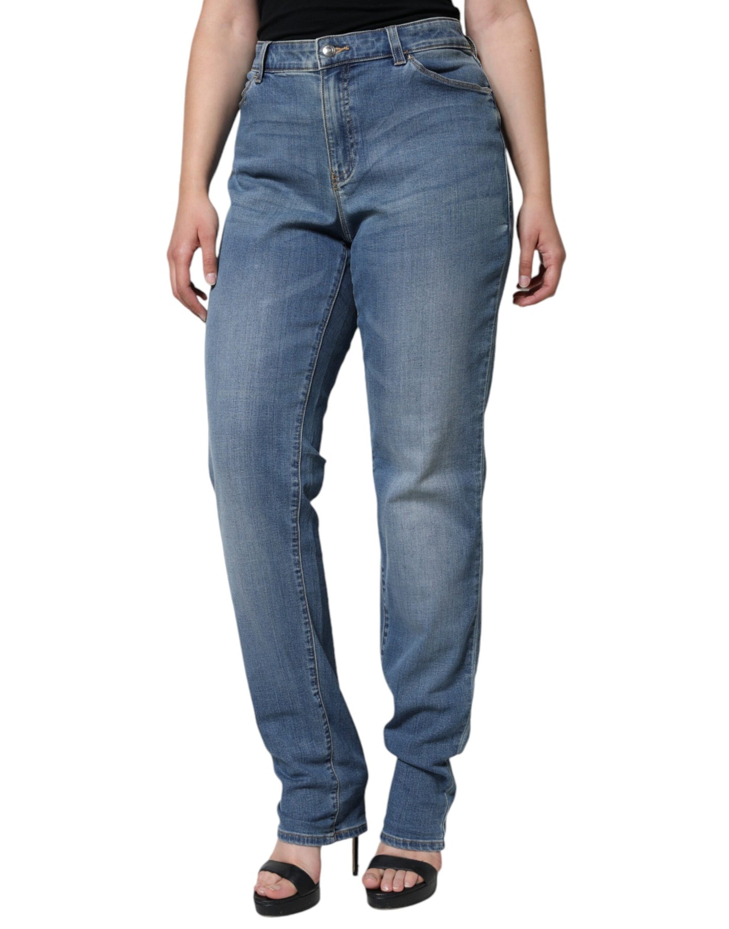 Emporio Armani Blue Pesty korkeavyötäröiset Skinny Women Denim Farkut