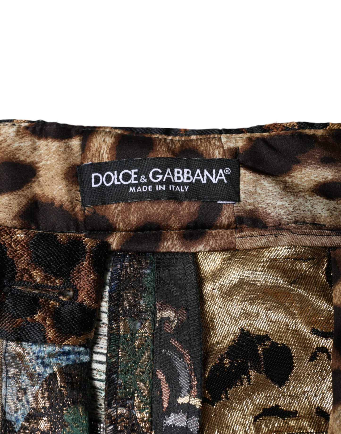 Dolce & Gabbana Multicolor Patchwork Jacquard Hose mit hoher Taille