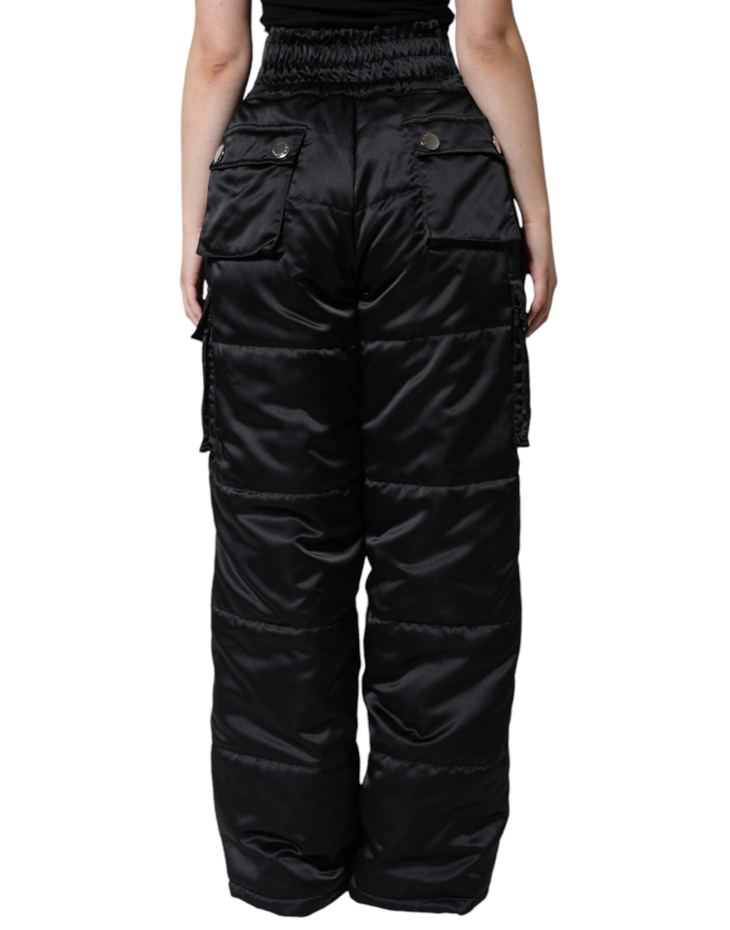 Dolce & Gabbana Schwarze Stepphose mit hoher Taille für Frauen Boot Cut Pants