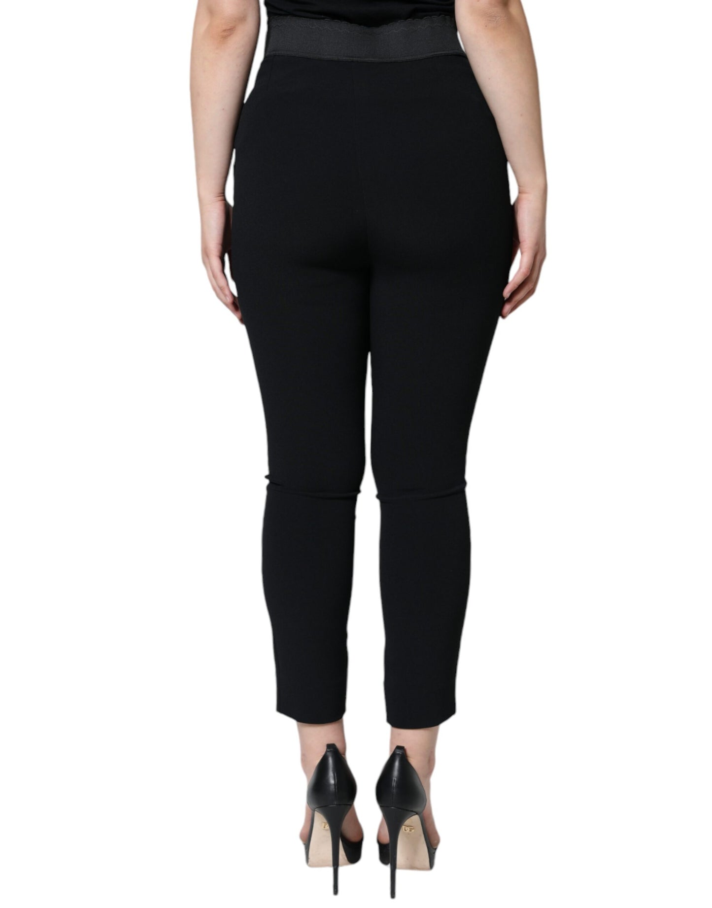 Dolce & Gabbana Schwarze Viskose-Hose mit hoher Taille und konischem Schnitt