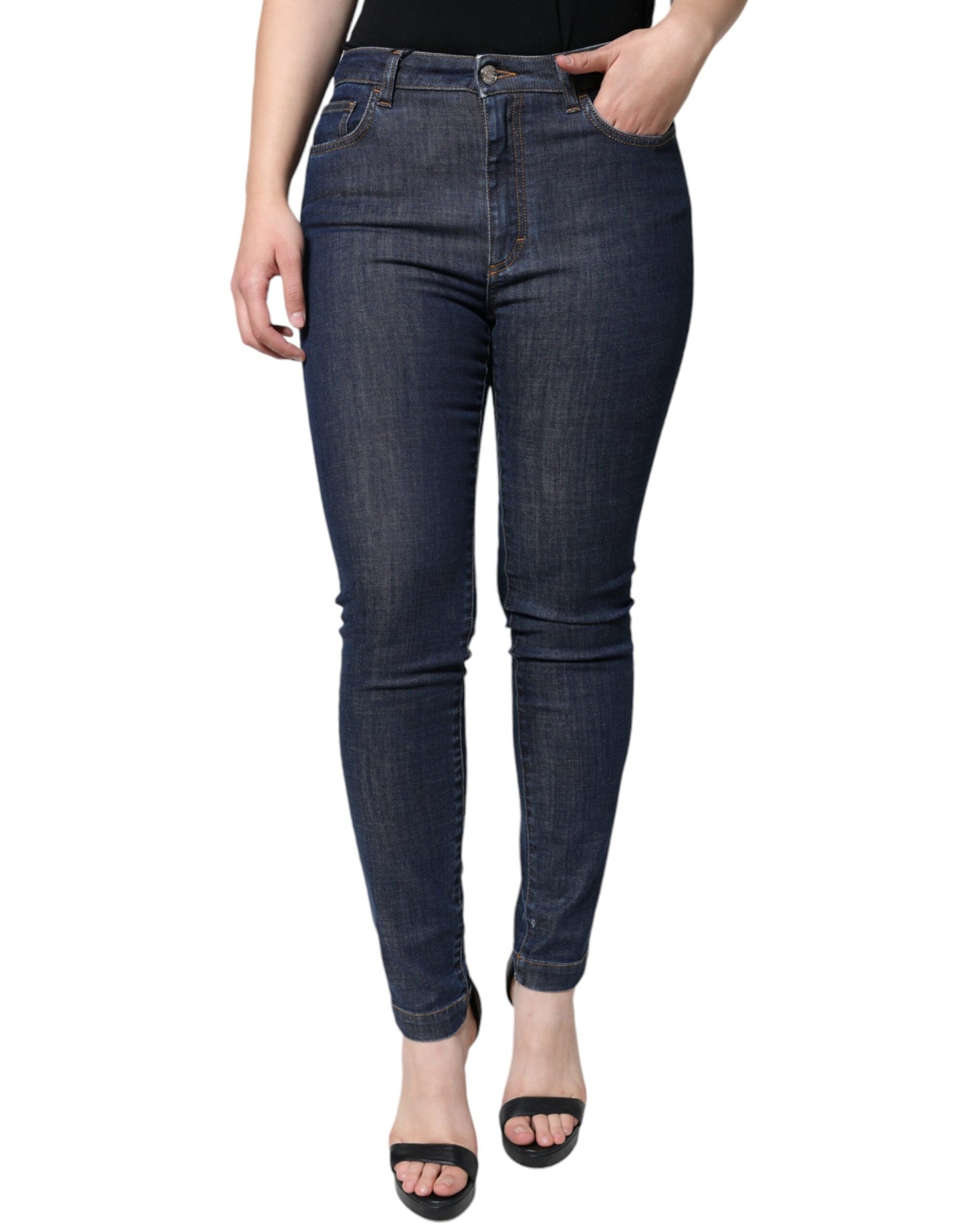 Dolce & Gabbana Dunkelblaue QUEEN Cotton Skinny Denim Jeans