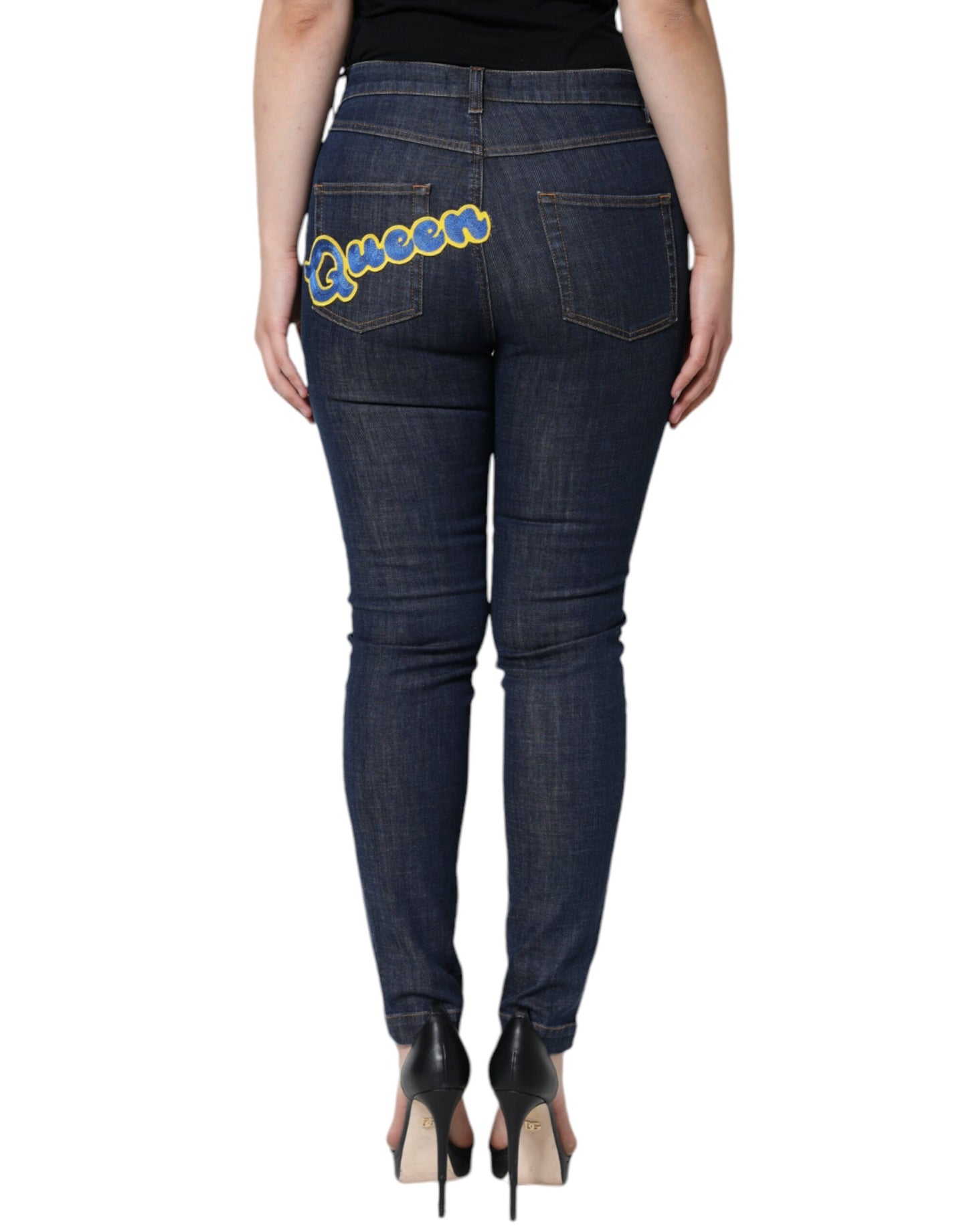 Dolce & Gabbana Dunkelblaue QUEEN Cotton Skinny Denim Jeans