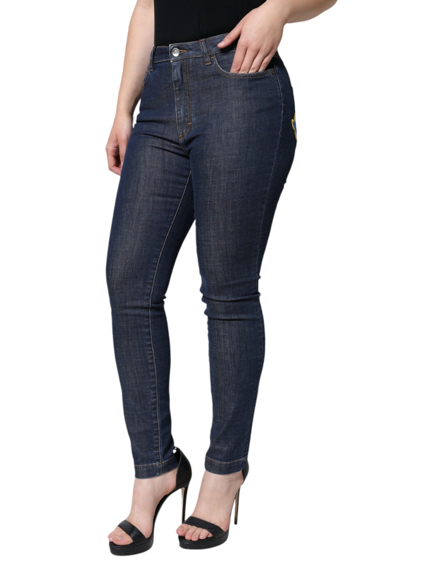 Dolce & Gabbana Dunkelblaue QUEEN Cotton Skinny Denim Jeans