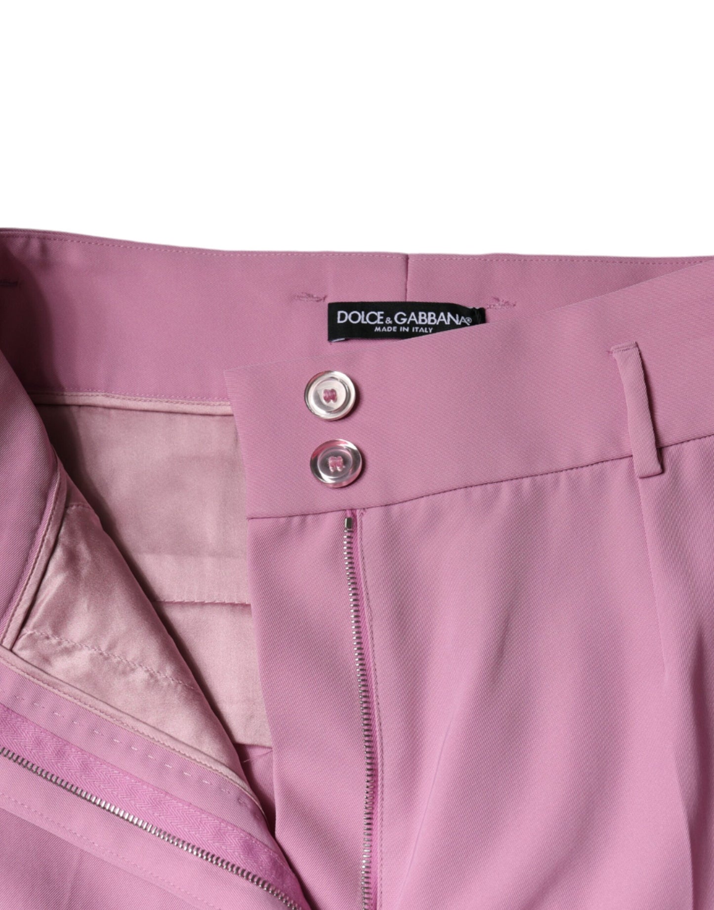 Dolce & Gabbana Pinke Polyesterhose mit hoher Taille und konisch zulaufender Hose für Frauen