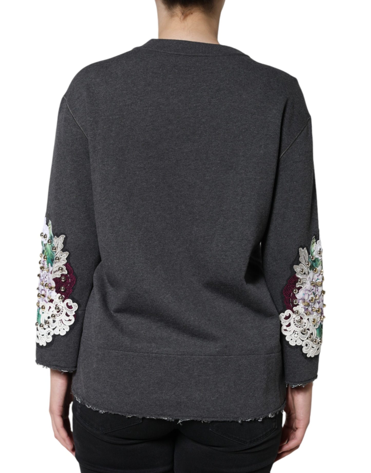 Dolce & Gabbana Grauer Hydrangea CollegePullover mit Blumenmuster