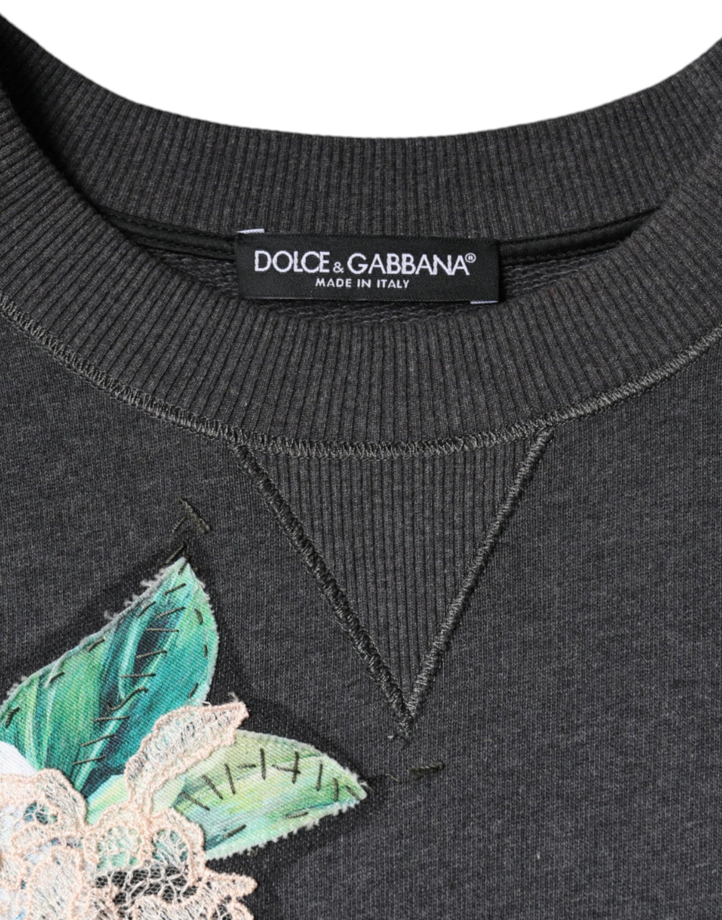 Dolce & Gabbana Grauer Hydrangea CollegePullover mit Blumenmuster