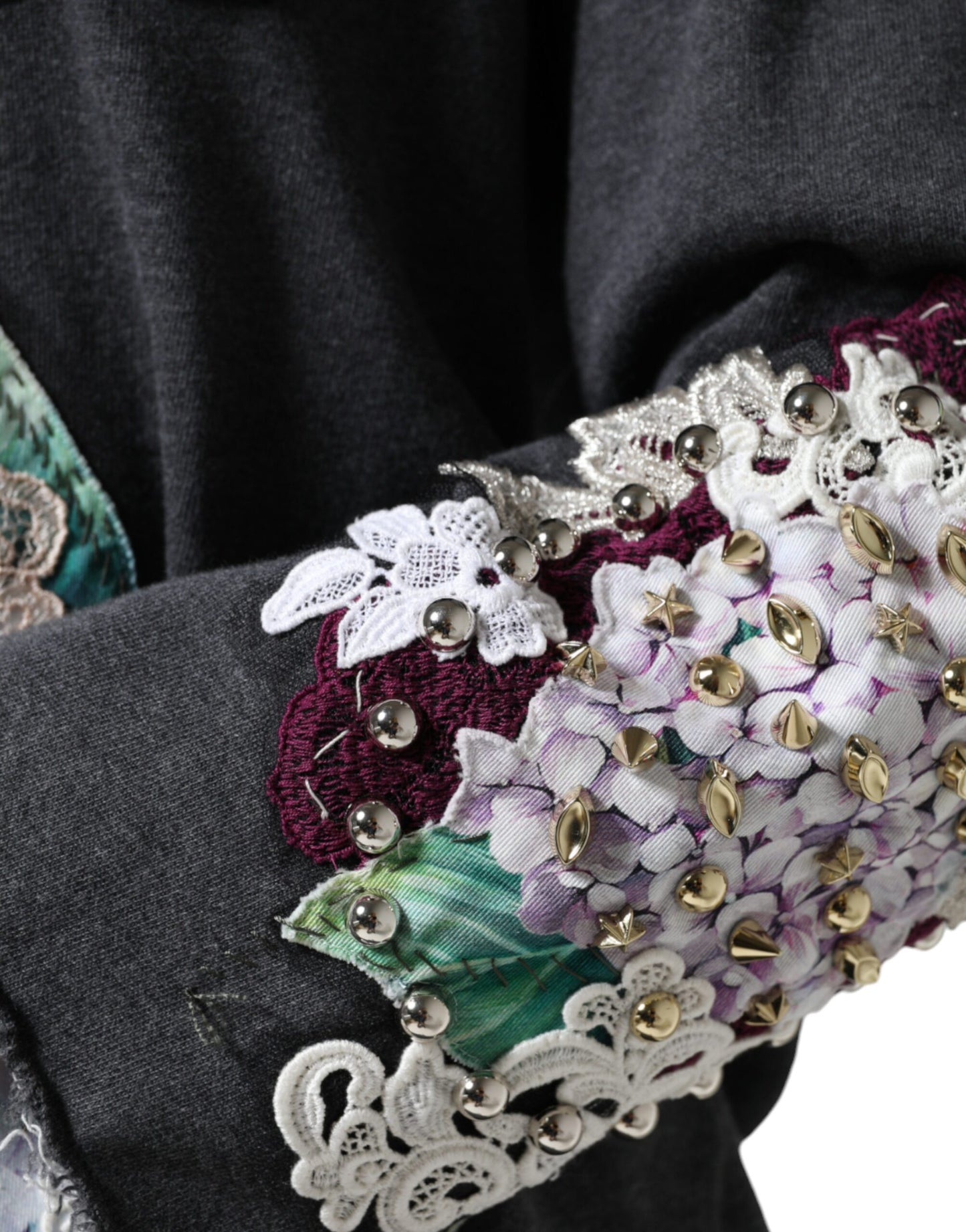 Dolce & Gabbana Grauer Hydrangea CollegePullover mit Blumenmuster