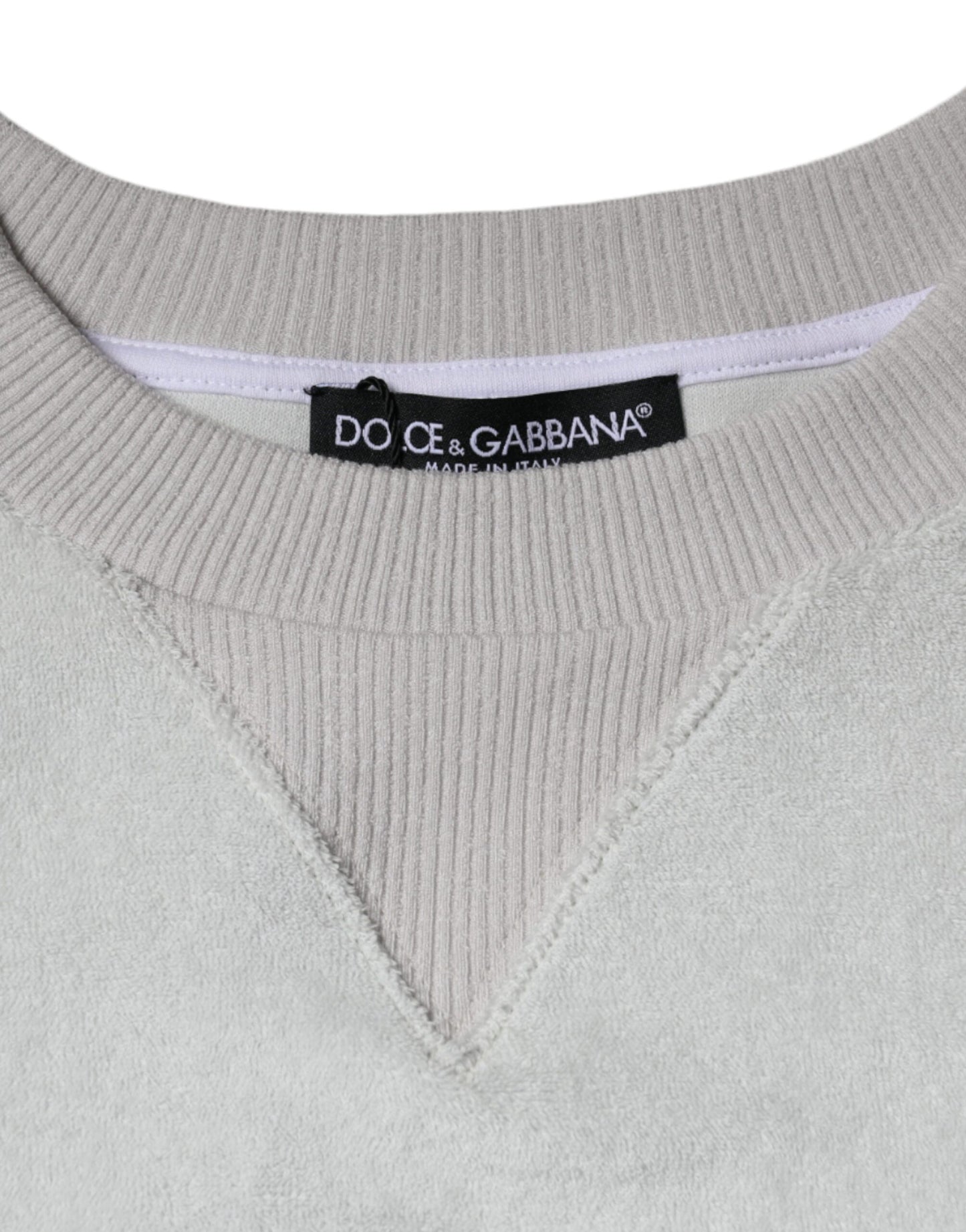 Dolce & Gabbana Weißer Nylon-Stretch-Pullover mit Rundhalsausschnitt