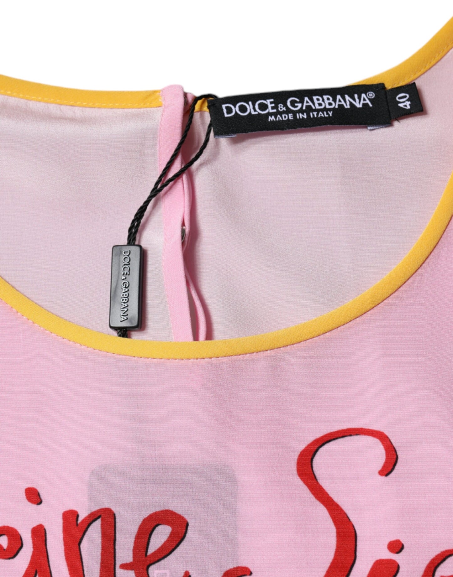 Dolce & Gabbana Rosa Seide Araneine Siciliana Druck kurze Ärmel Top