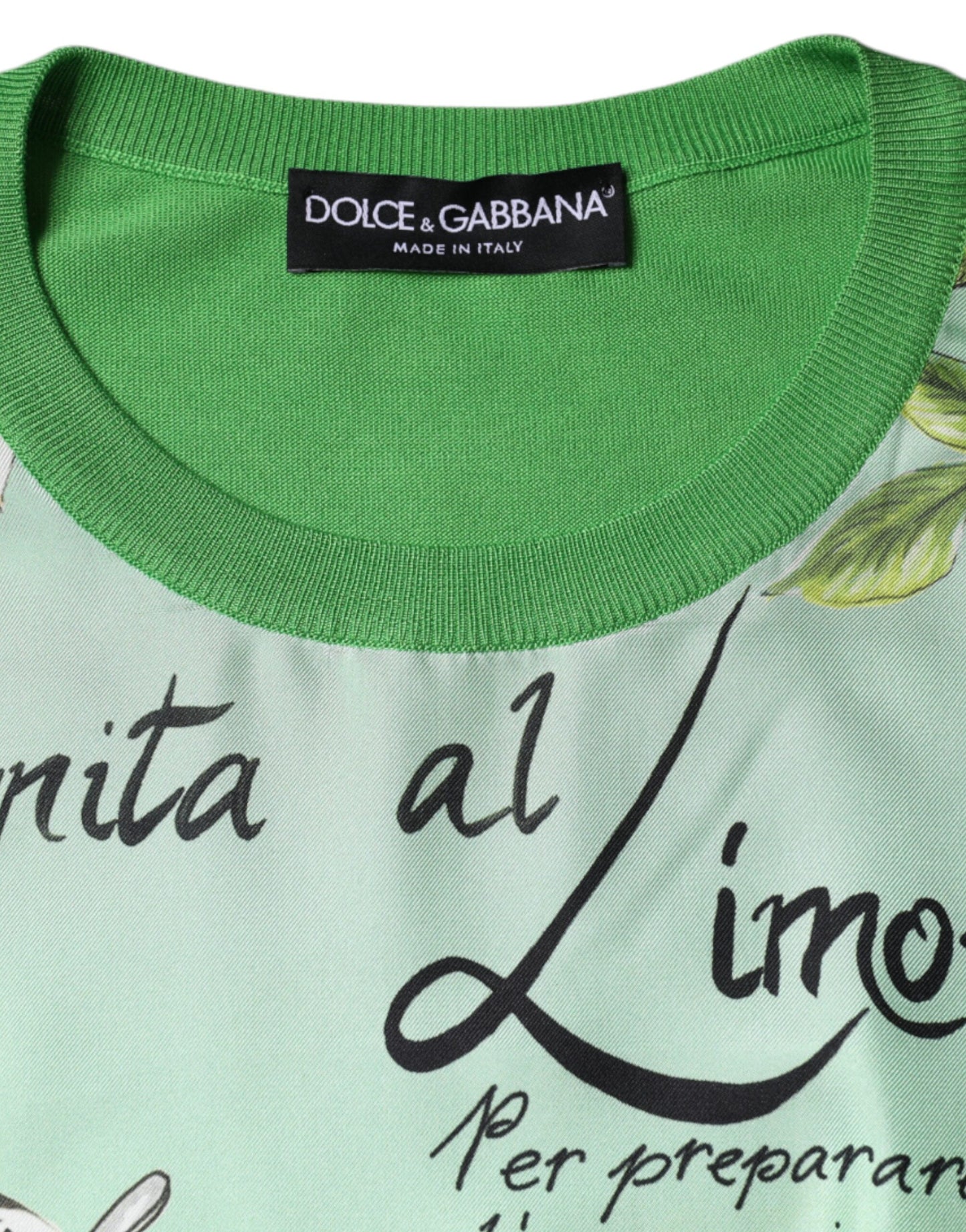 Dolce &amp; Gabbana Green Silk Granita Al Limone Long Sleeves Sweater