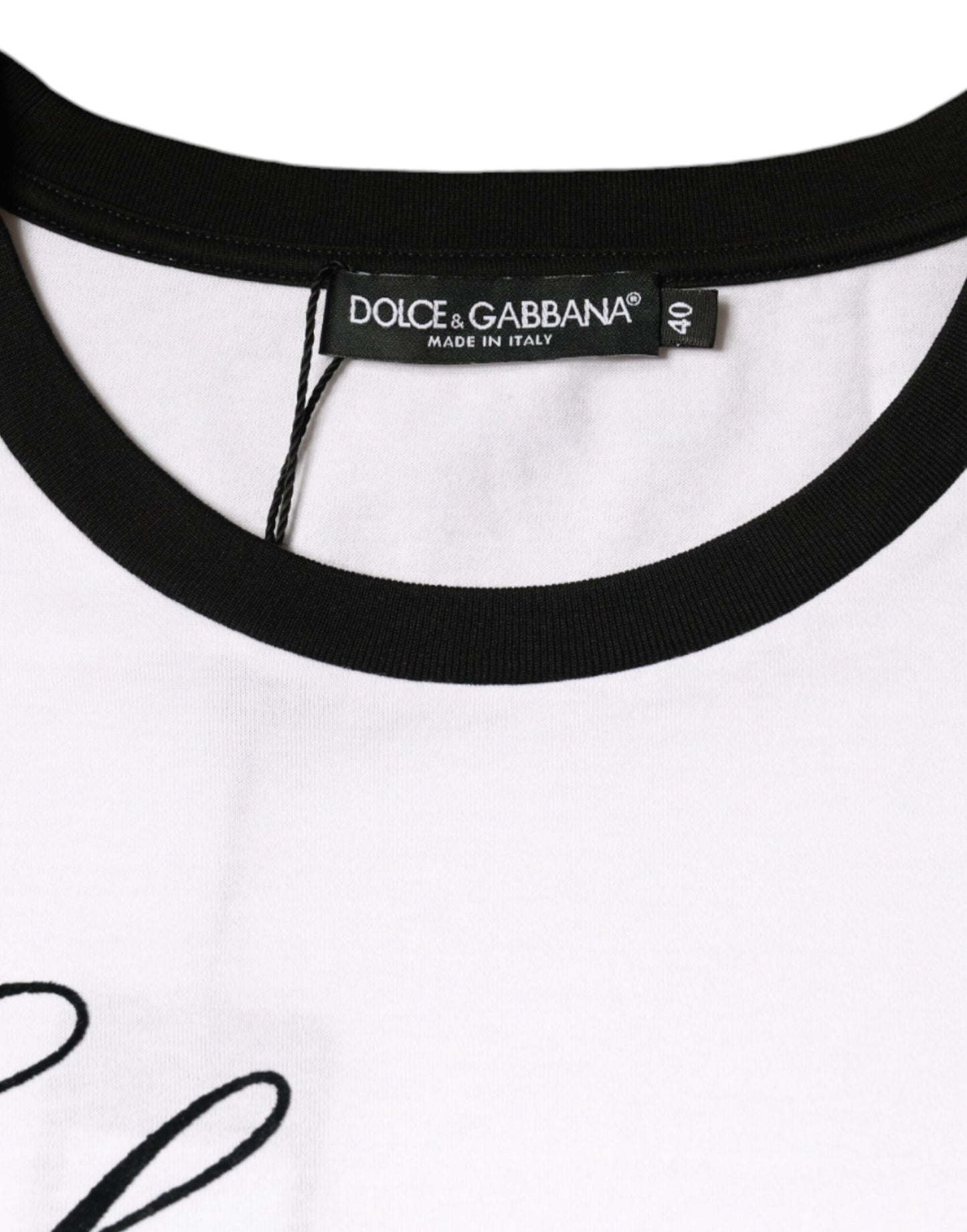 Dolce & Gabbana Weißes Eleganza Print T-Shirt mit kurzen Ärmeln aus Baumwolle