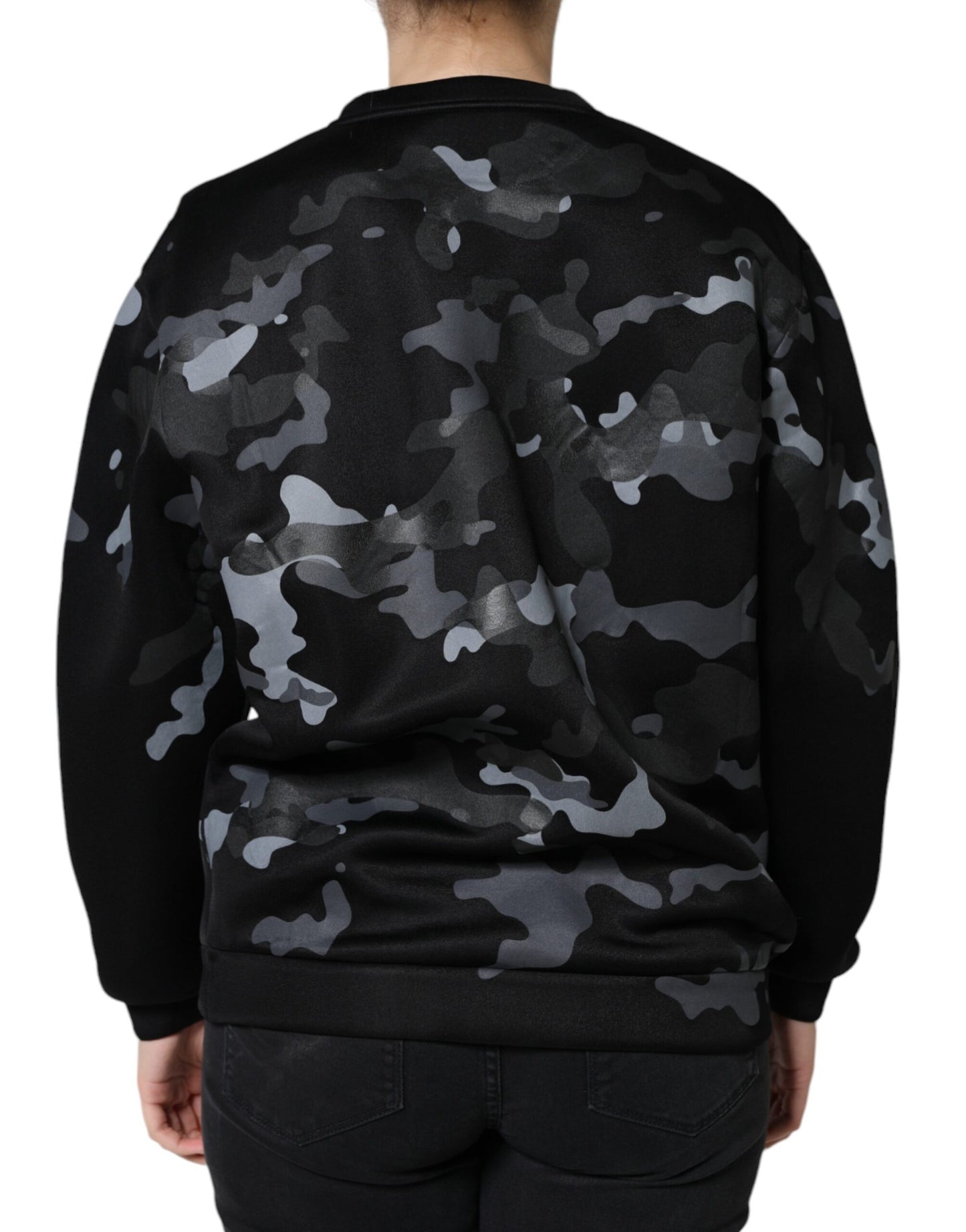 Dolce & Gabbana Schwarzes Camouflage Rundhals-Sweatshirt Pullover