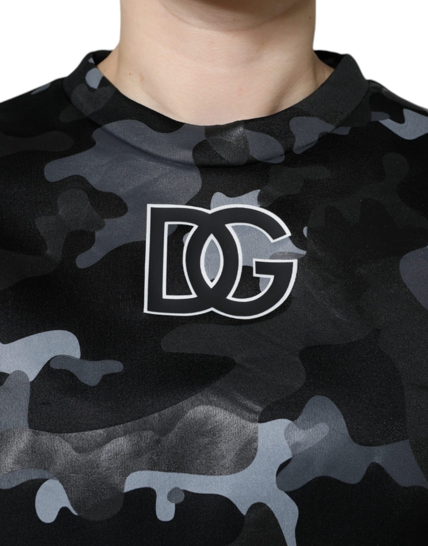 Dolce & Gabbana Schwarzes Camouflage Rundhals-Sweatshirt Pullover