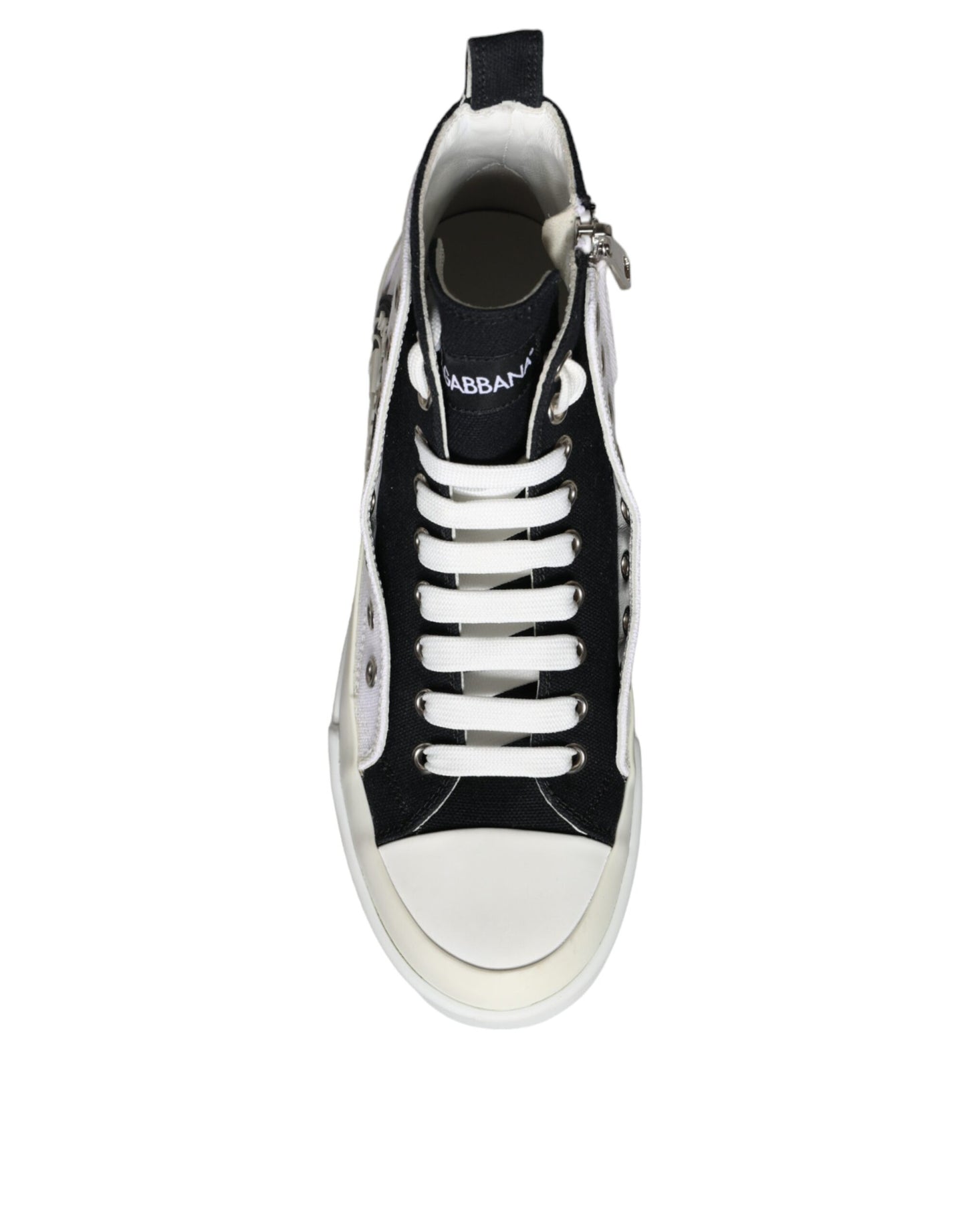 Dolce &amp; Gabbana White Black Canvas Logo Mid Top tennarit