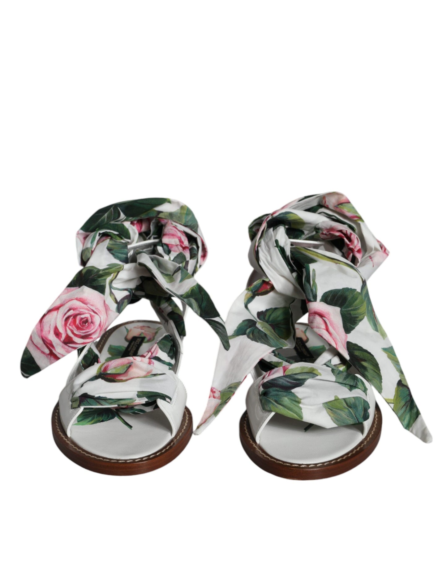 Dolce & Gabbana Multicolor Floral Print Ankle Wrap Sandalen Schuhe