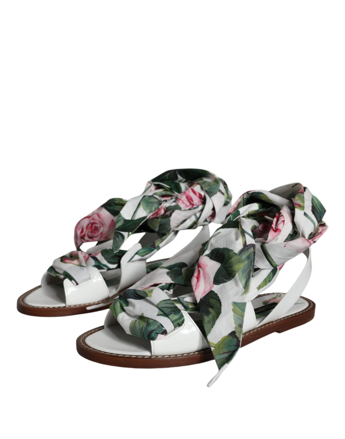 Dolce & Gabbana Multicolor Floral Print Ankle Wrap Sandalen Schuhe