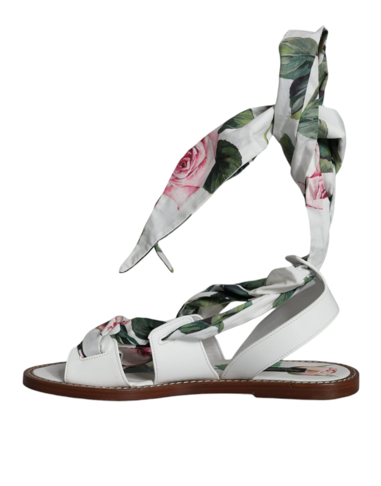 Dolce & Gabbana Multicolor Floral Print Ankle Wrap Sandalen Schuhe