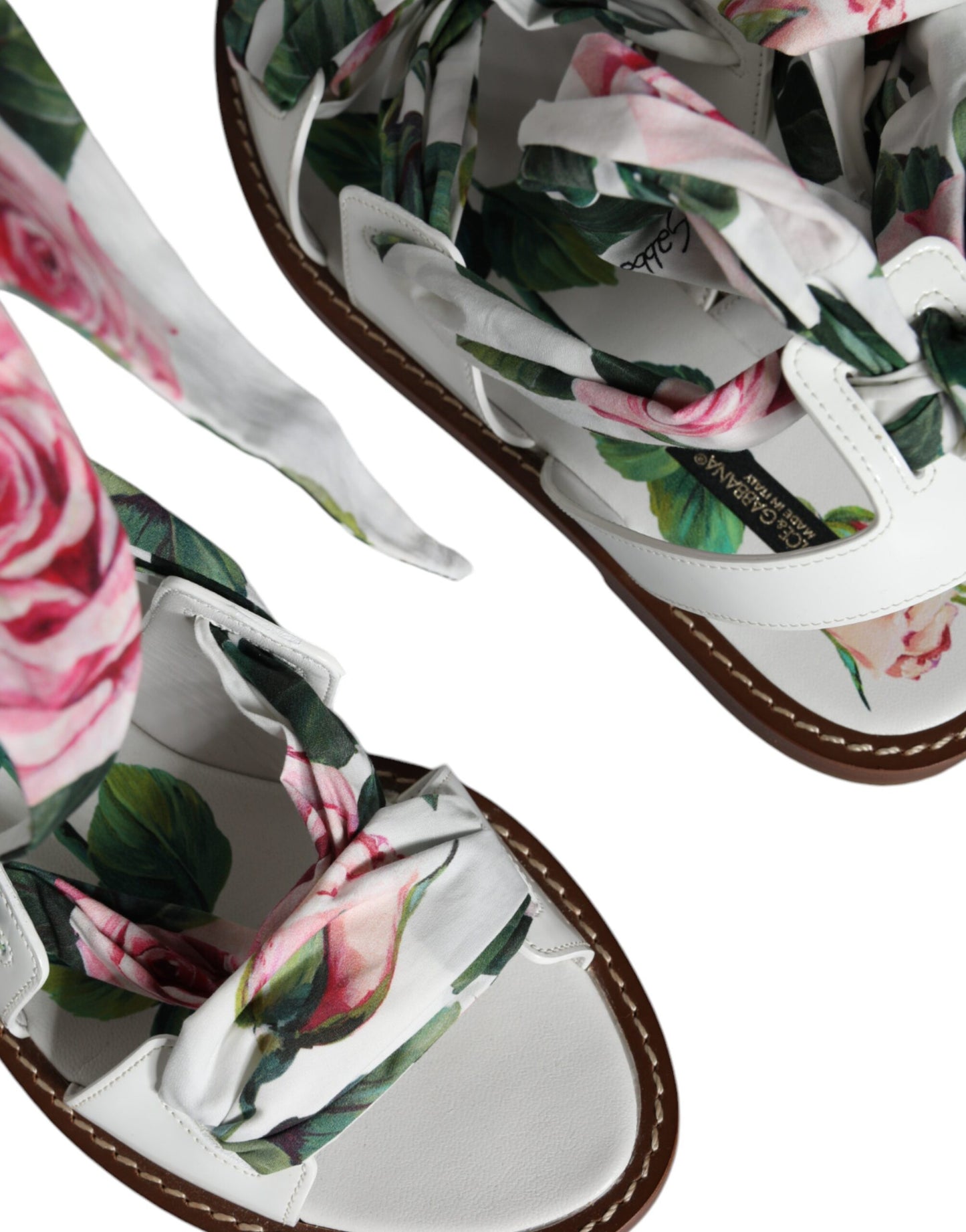 Dolce & Gabbana Multicolor Floral Print Ankle Wrap Sandalen Schuhe