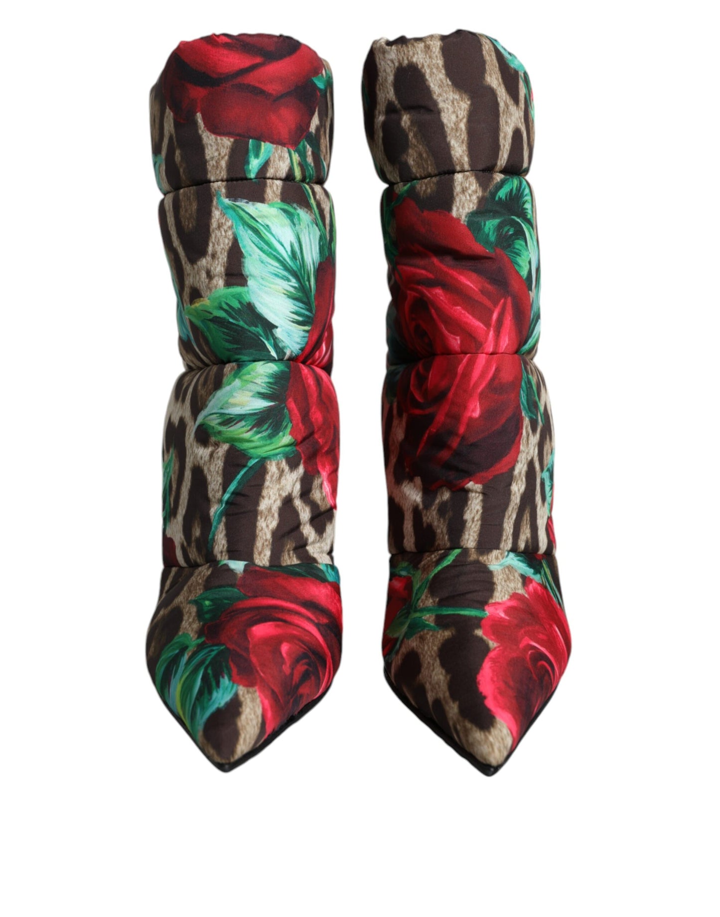 Dolce & Gabbana Multicolor Leopard Rose Mid Calf Stiefel Schuhe