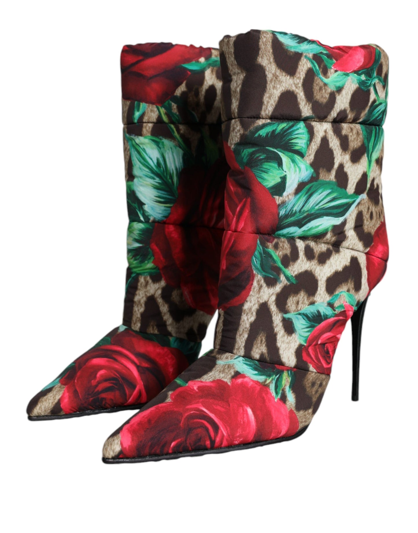 Dolce & Gabbana Multicolor Leopard Rose Mid Calf Stiefel Schuhe