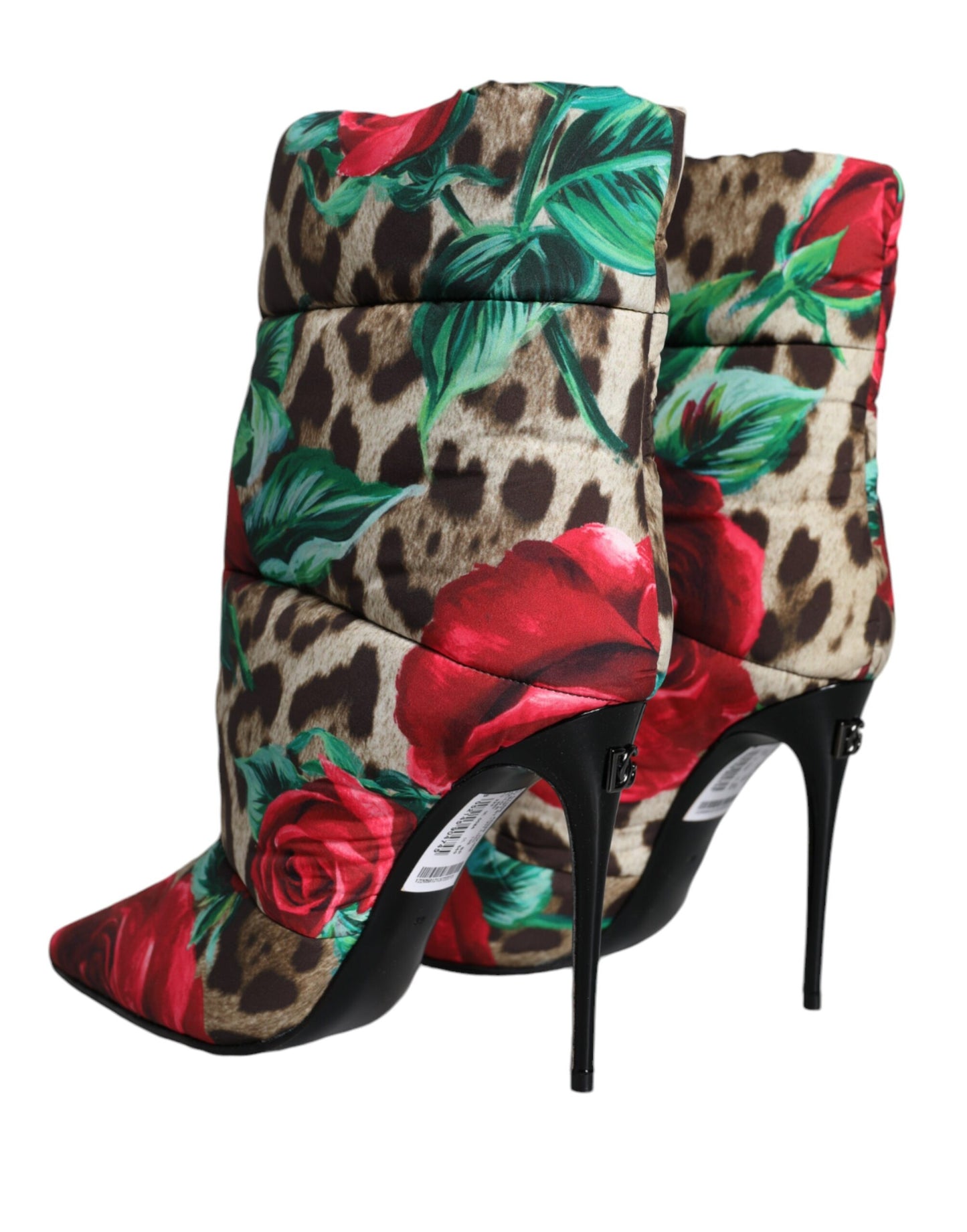 Dolce & Gabbana Multicolor Leopard Rose Mid Calf Stiefel Schuhe